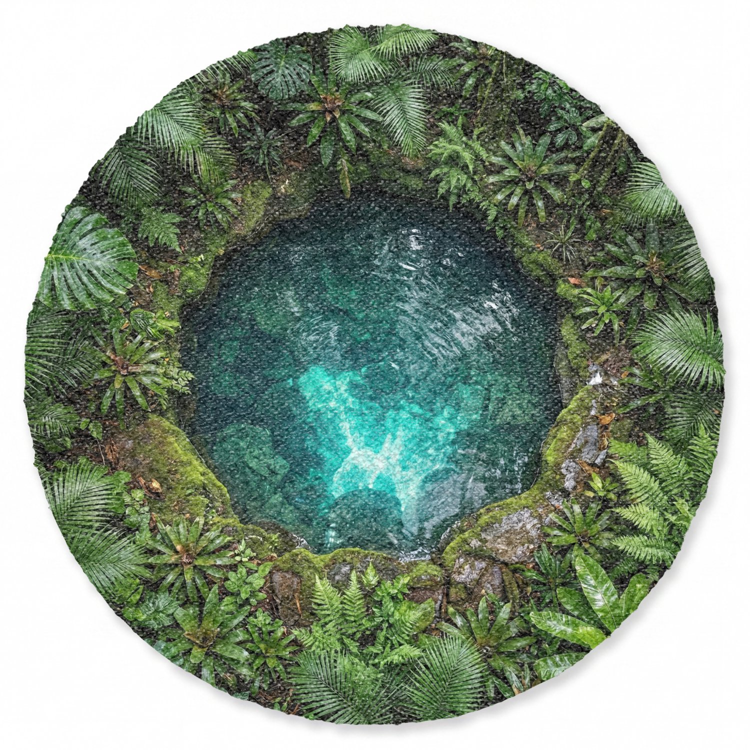 Deurmat rond 90x90 cm - Droogloopmat Natuur - Jungle - Water - Groen - Mat voor binnen - Schoonloopmat - Ronde deurmatten met print - Inloopmat