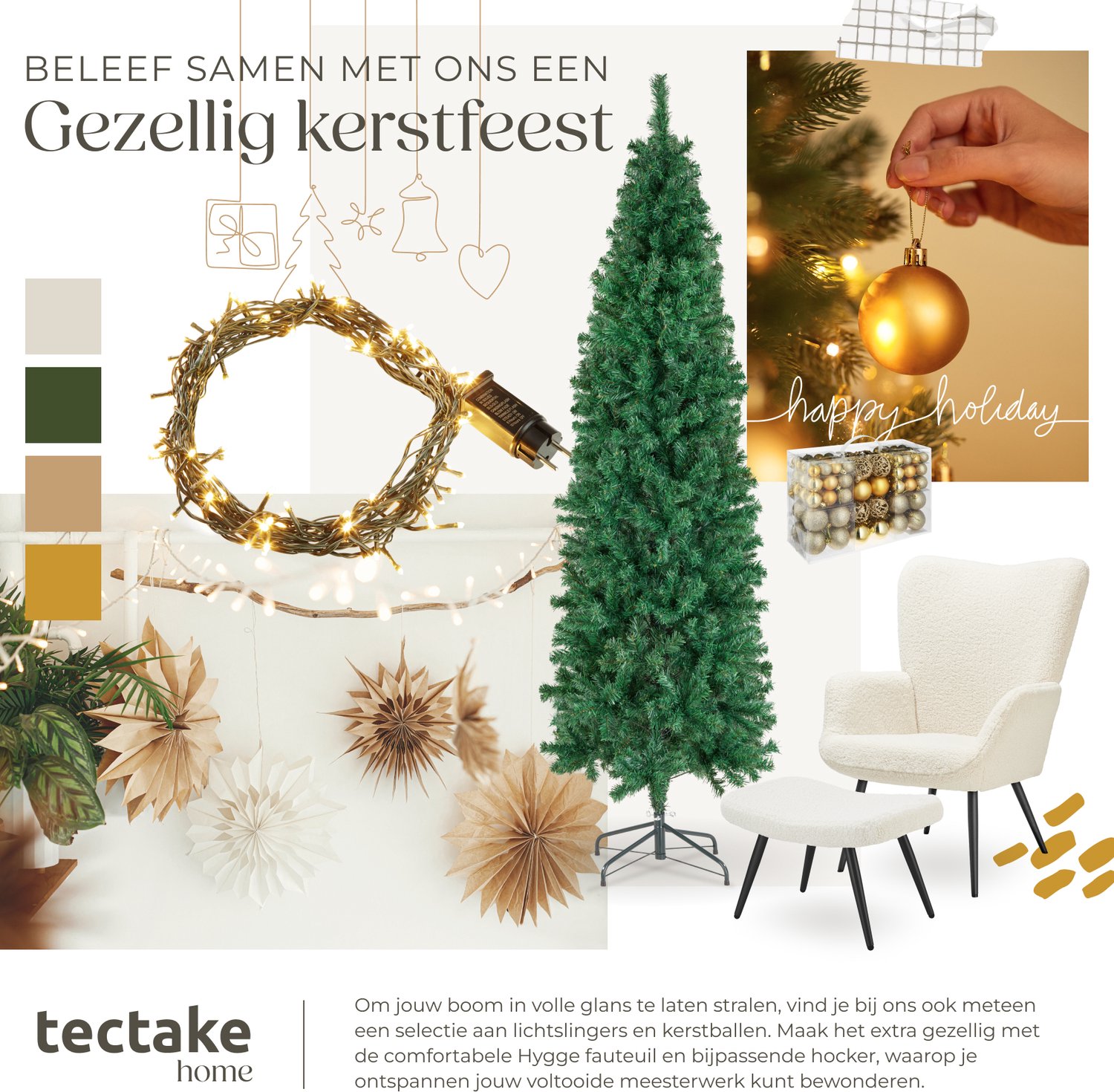 tectake® Kunstkerstboom - Levensecht met flexibele takken - Volumineus - Stabiel en eenvoudig te monteren - Kunstkerstboom als kerstversiering - 210cm - 878 takken - groen – foto 8