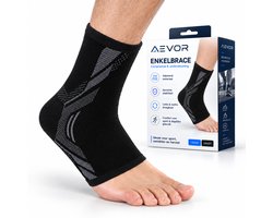 AEVOR® Enkelbrace – Verstelbare Enkelbandage met Kruisband – Hielspoor Enkelband – Enkelsteun Links & Rechts – Voetbrace – One Size – Heren & Dames – Zwart
