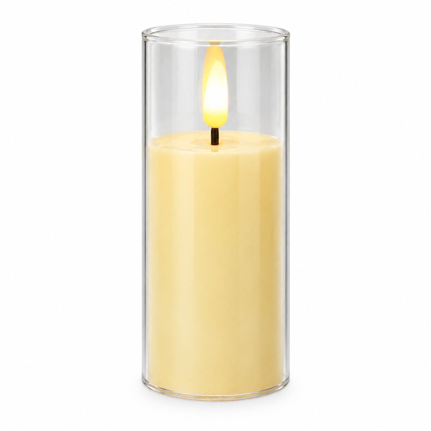 led kaarsen voor sfeerdecoratie - Ivoorkleurig model van 5,5 x 12,5 cm met warm licht en transparante cilindervormige kap