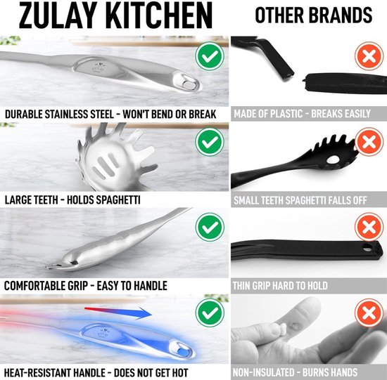 Duurzame RVS Pasta Lepelserver met Ergonomisch Handvat — afbeelding 4