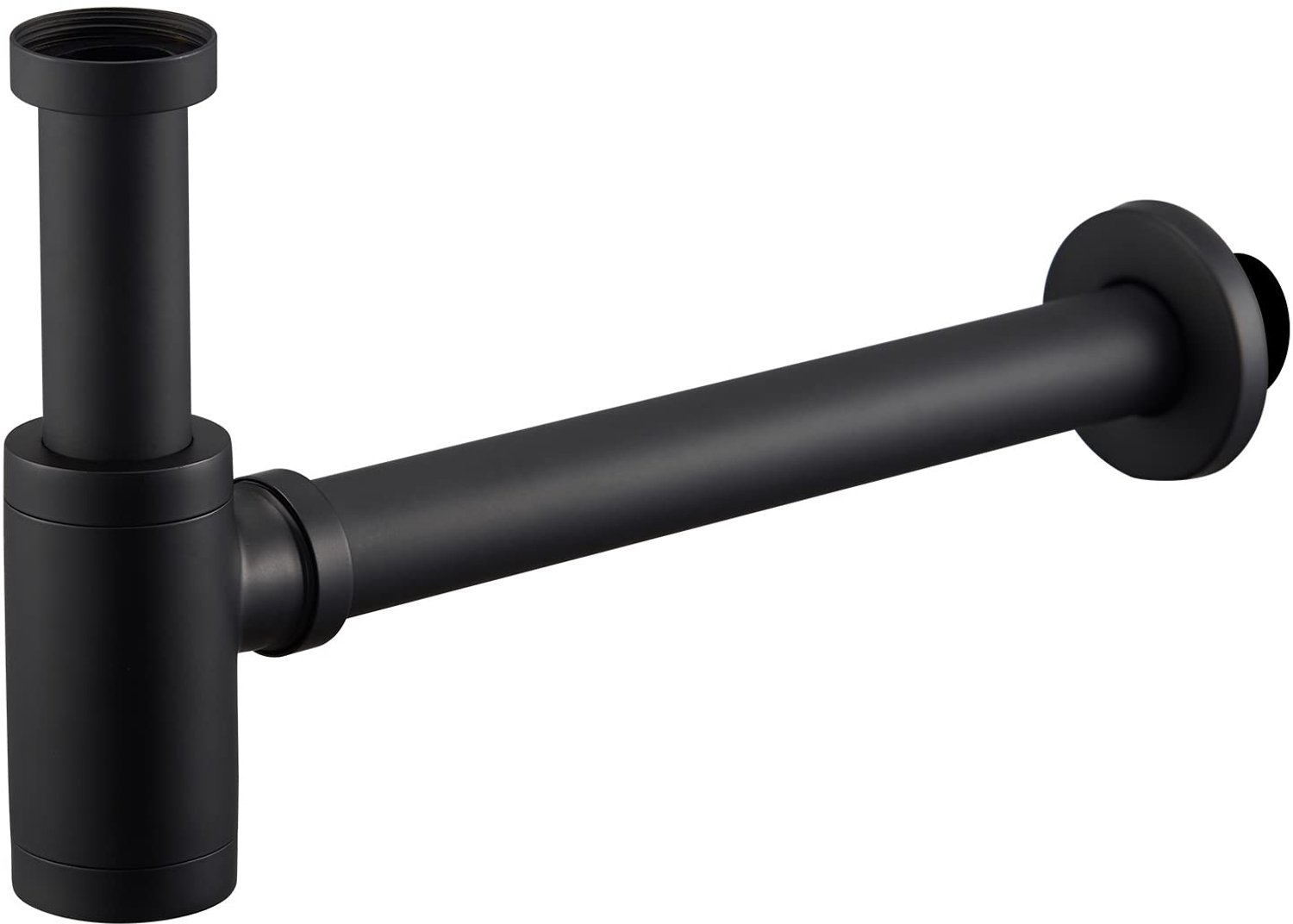 Design Sifon Universeel Mat Zwart met Reinigingsgat voor Wastafel