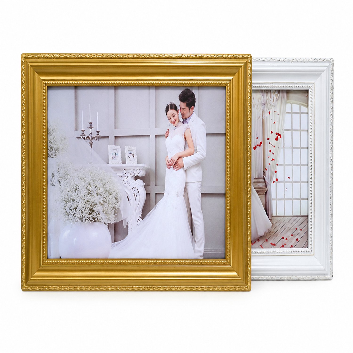 SWGOTA Goudkleurige fotolijst voor wandmontage, formaat 25,4 x 30,5 cm, rechthoekig met geprofileerde rand, zonder afbeelding