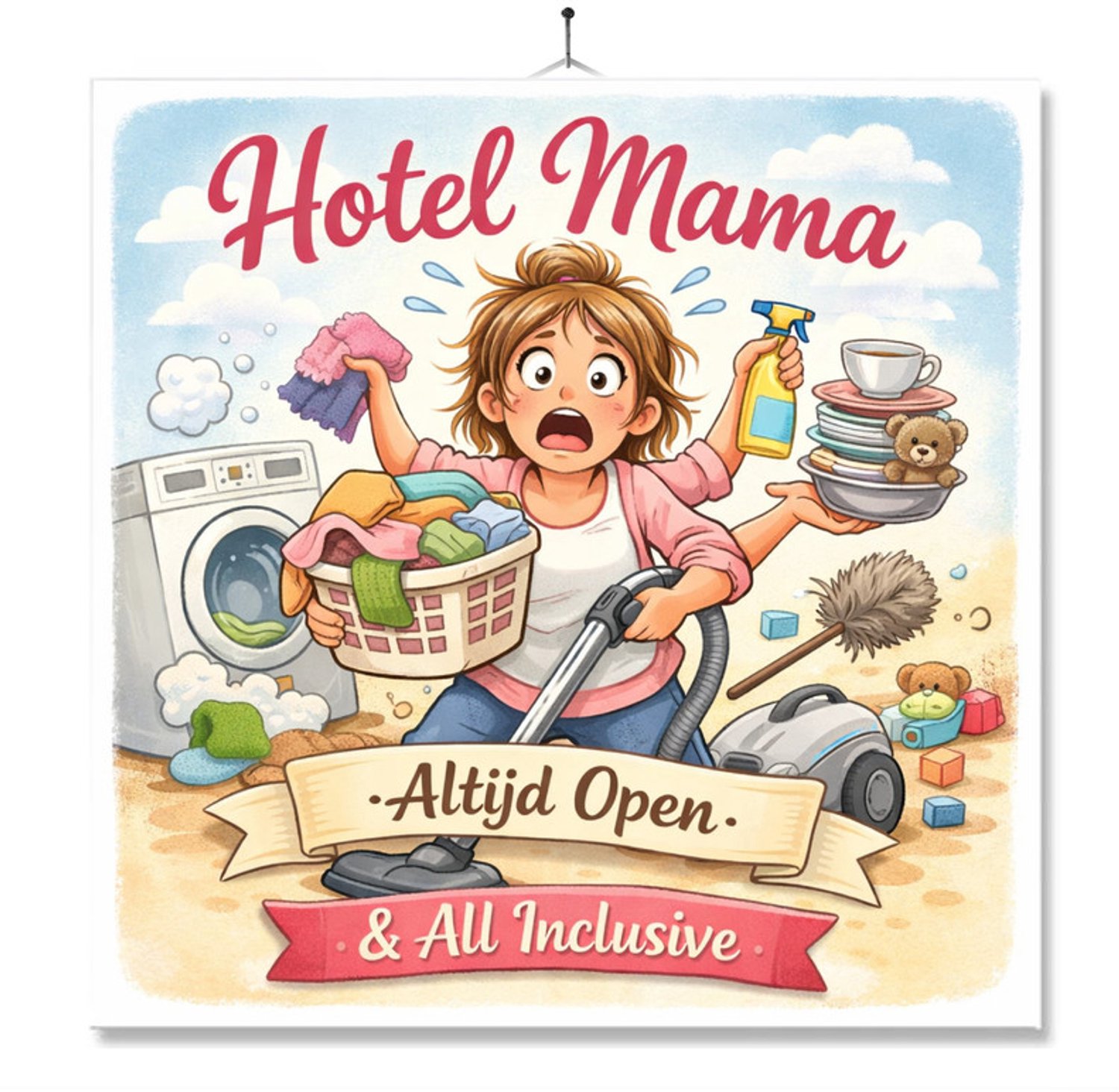 MC Living Tegel Met Opdruk | Hotel Mama | Cadeau | Inclusief Geschenkdoos | Standaard | Ophangsysteem ontwerp 2