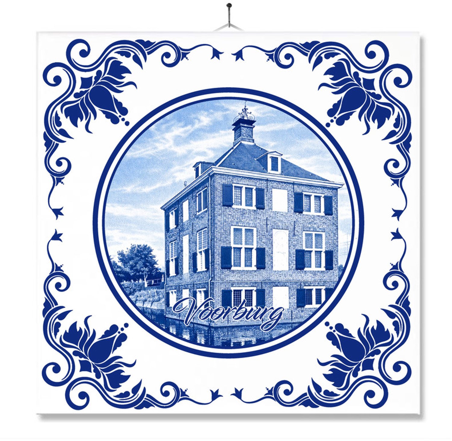MC Living Tegel Met Opdruk | Voorburg | Delft Blauw | Cadeau | Inclusief Geschenkdoos | Standaard | Ophangsysteem Ontwerp 5