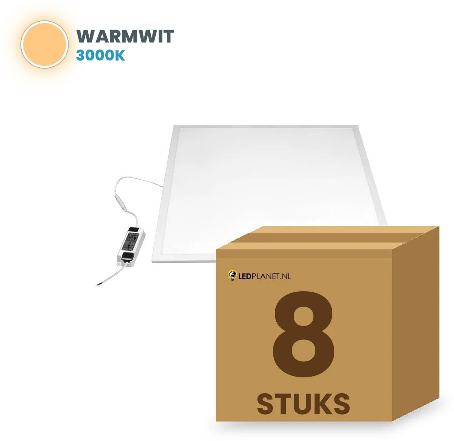 Tsong LED paneel 60x60 8 stuks - 28W - 3640 Lumen - UGR Warmwit 3000K