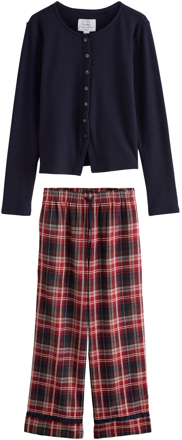 Next Dames - Matching Family Petite kerstpyjama met Henley-kraag - Petite - Blauw Red/Navy