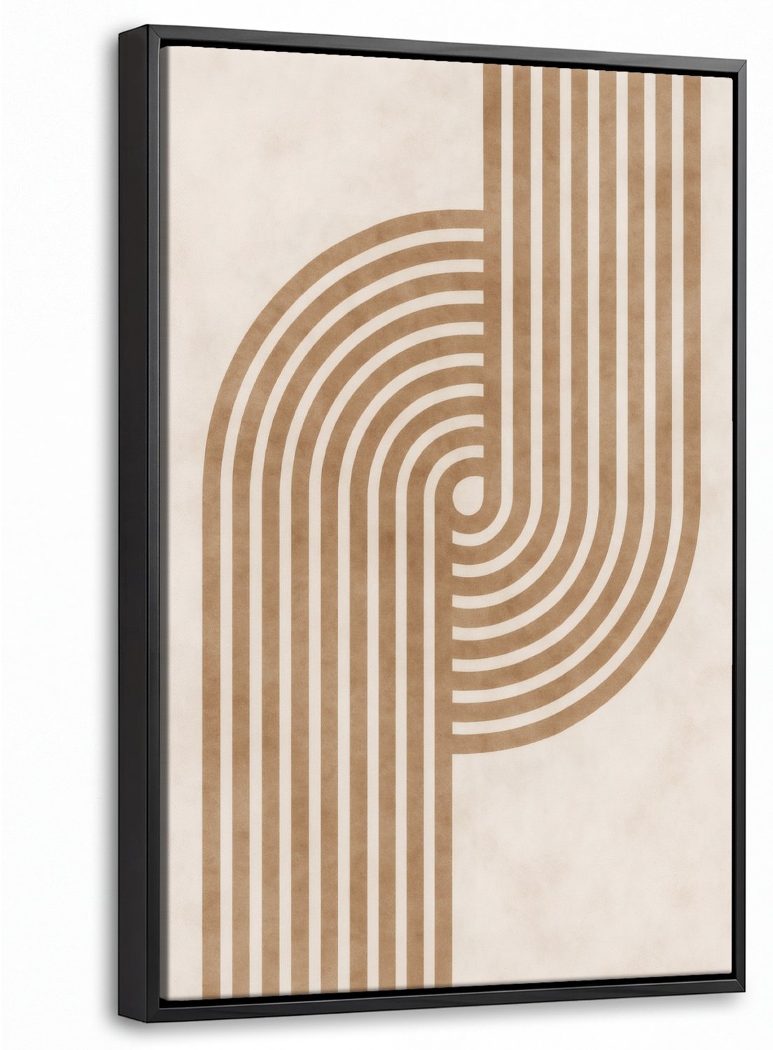 Canvas Schilderij met Baklijst 20x30cm - Symmetrische bocht - Koperkleurig - Muurdecoratie woonkamer - Slaapkamer decoratie - Kamer accessoires - Schilderijen op canvas met lijst