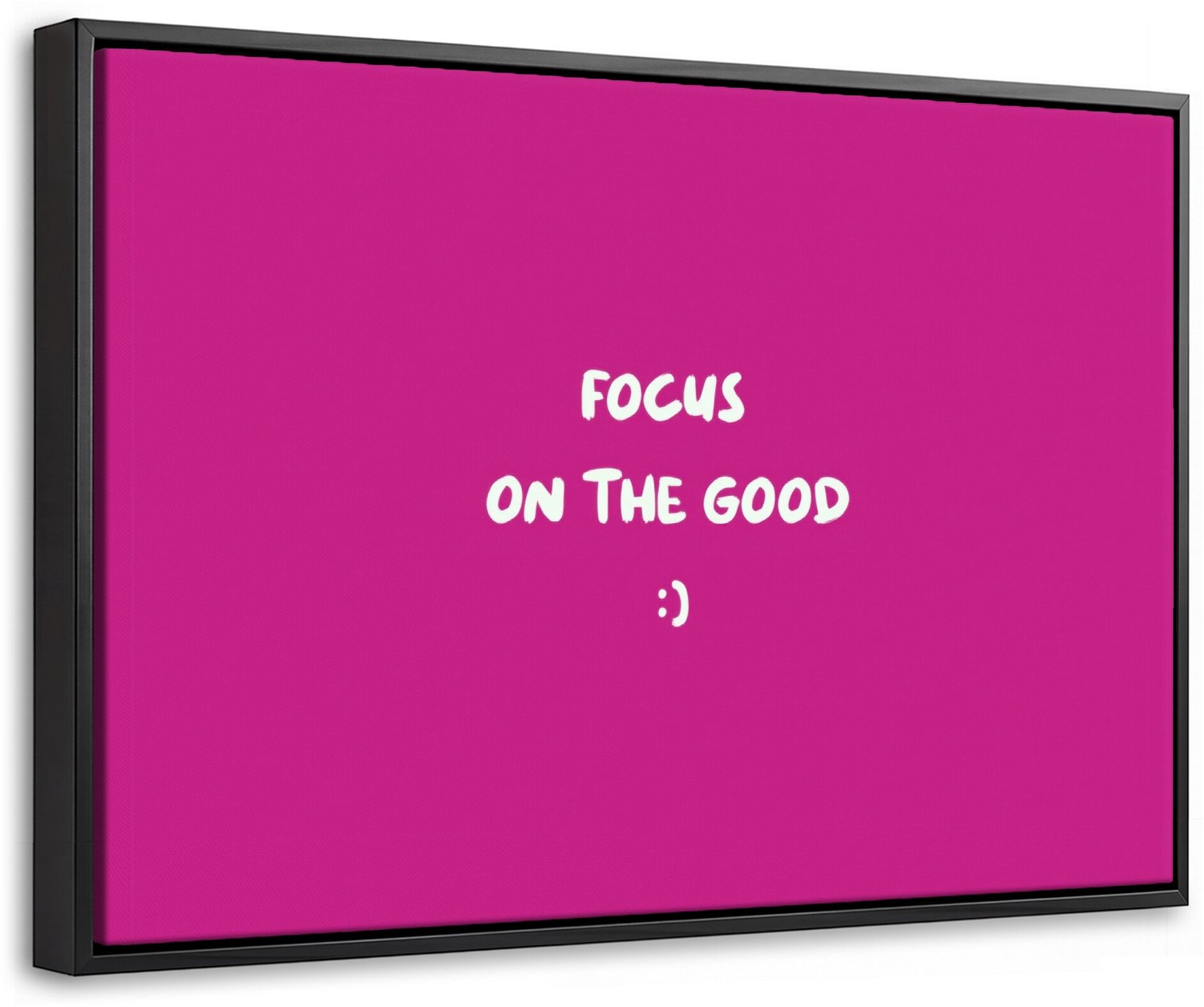 Canvas Schilderij met Baklijst 30x20cm - Focus - Smiley - Roze - Muurdecoratie woonkamer - Slaapkamer decoratie - Kamer accessoires - Schilderijen op canvas met lijst