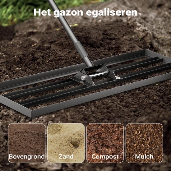 Egaliseerhark - 76 cm werkbreedte - Aluminium blad - 2 m steel — afbeelding 3