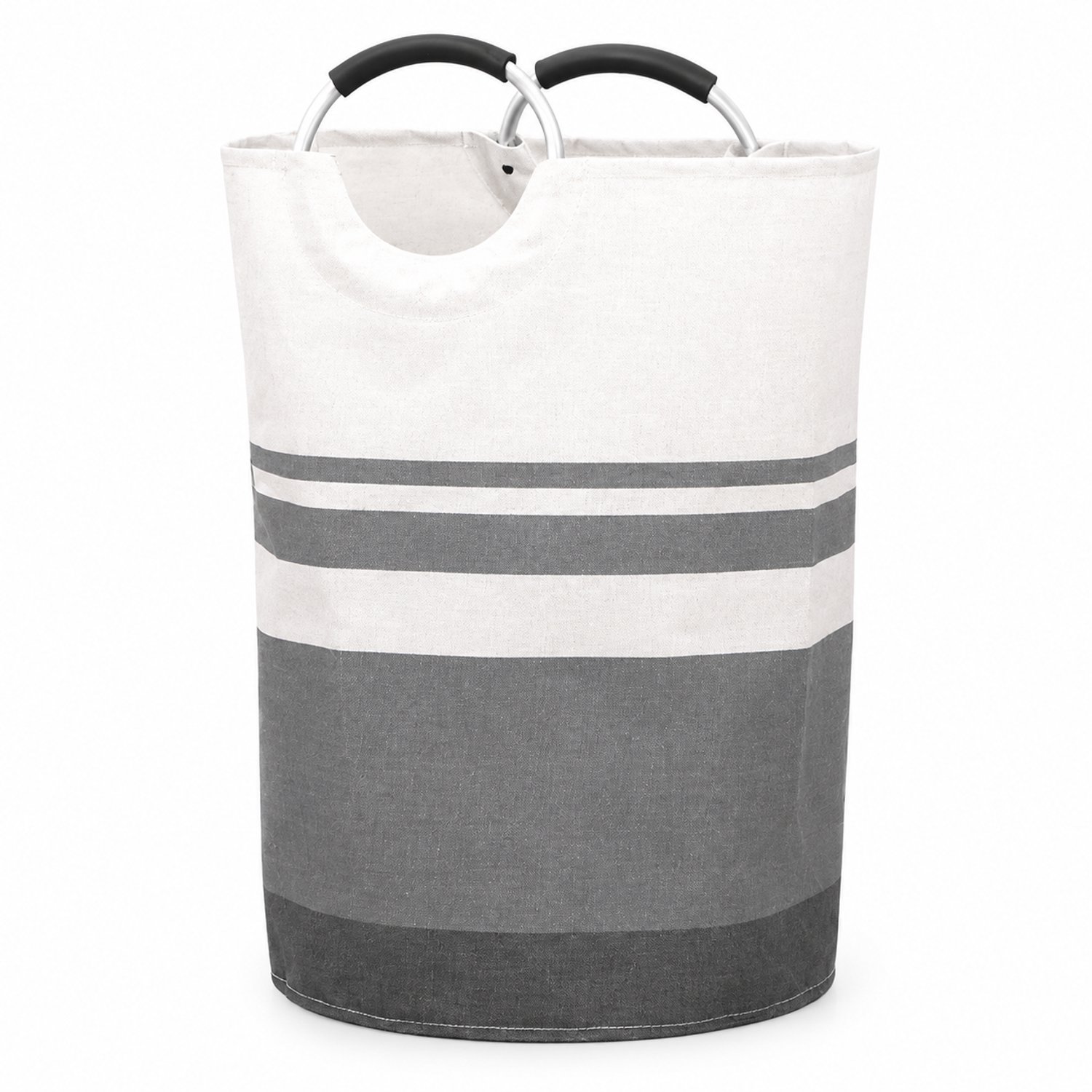 Opvouwbare stoffen wasmand met aluminium ringen - draagmodel met gestreept verloopdessin