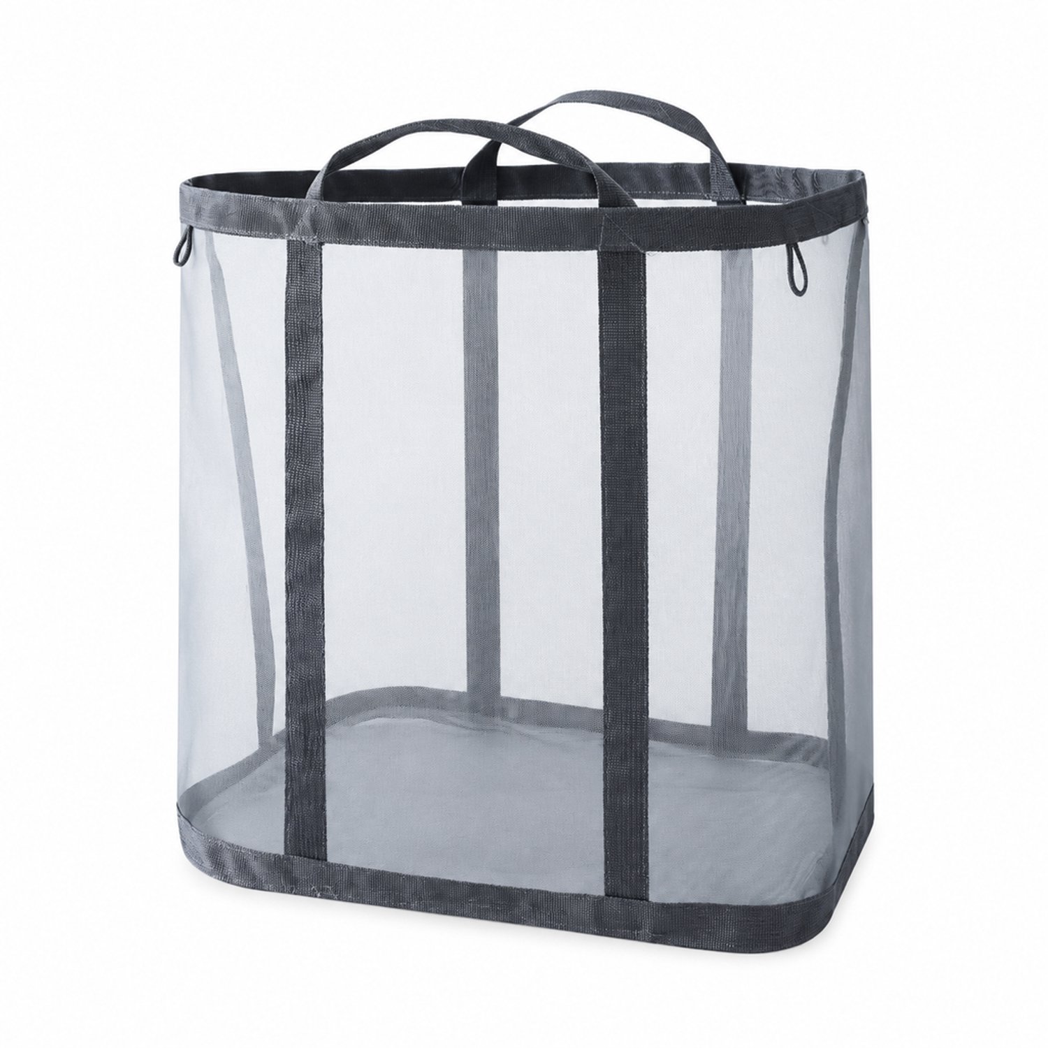 Grijze opvouwbare wasmand van gaas, extra groot, 40 x 25 x 41 cm, met twee handgrepen en zonder deksel