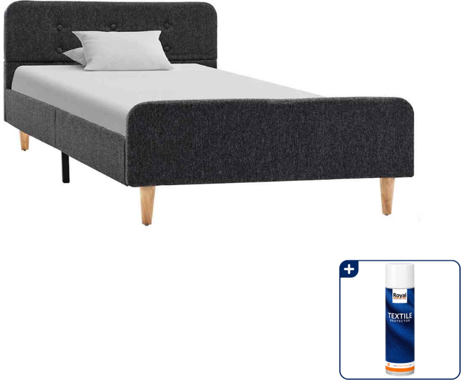 vidaXL bedframe 90 x 200 cm - jute - donkergrijs - Inclusief textielbeschermer 500 ml Bruin