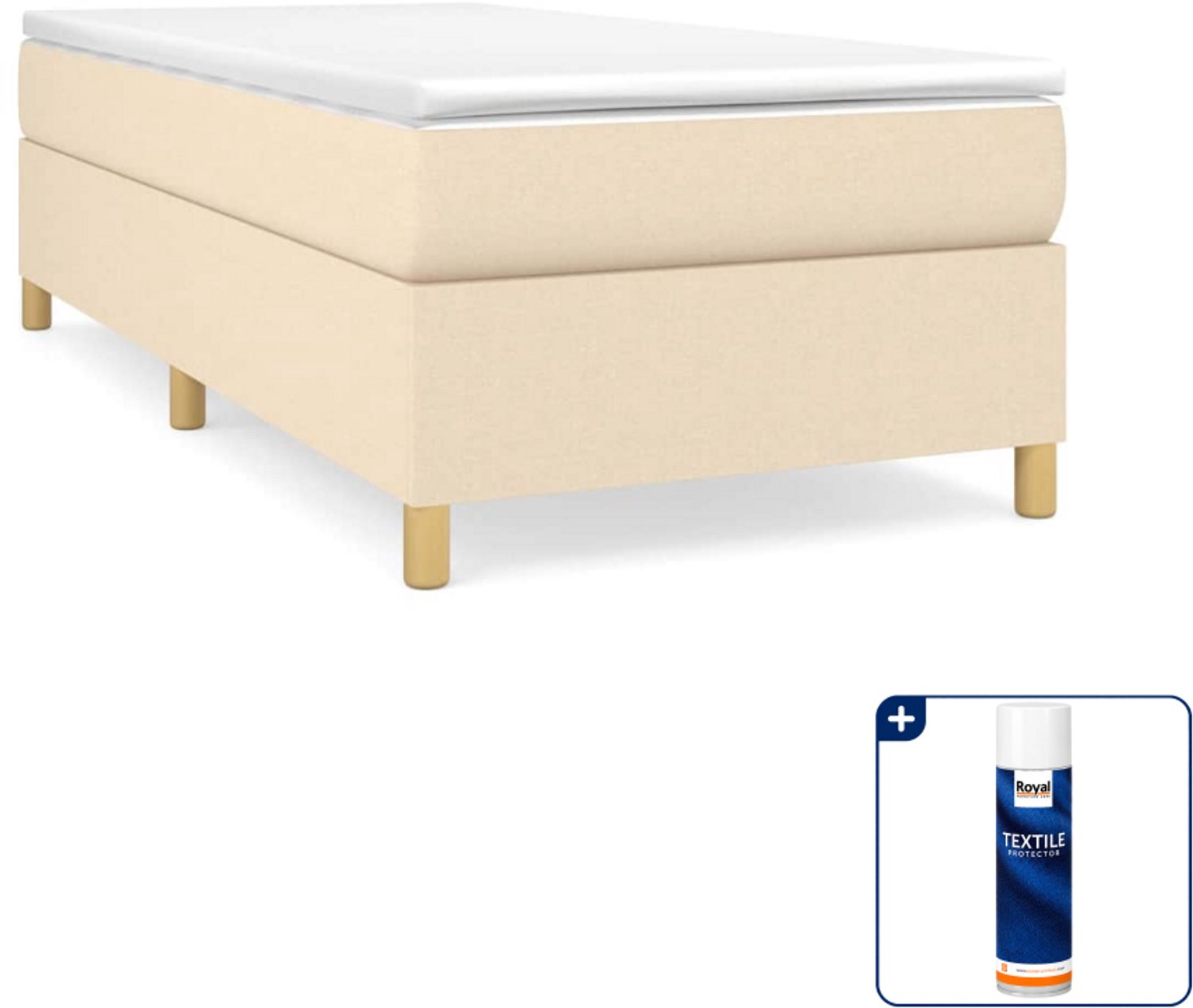 vidaXL boxspring bed - 100 x 200 cm - stof - crème - Inclusief textielbeschermer 500 ml Blauw