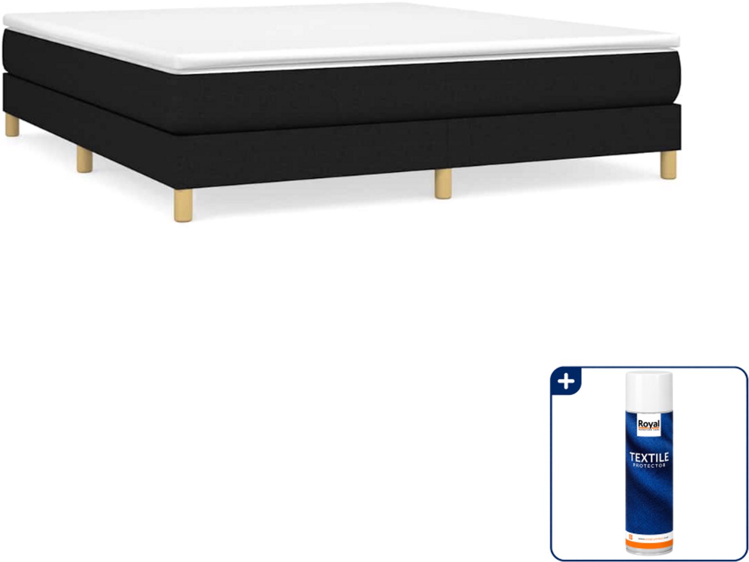 vidaXL Kingsize boxspring bed - 180 x 200 cm - zwart - Inclusief textielbeschermer 500 ml Blauw