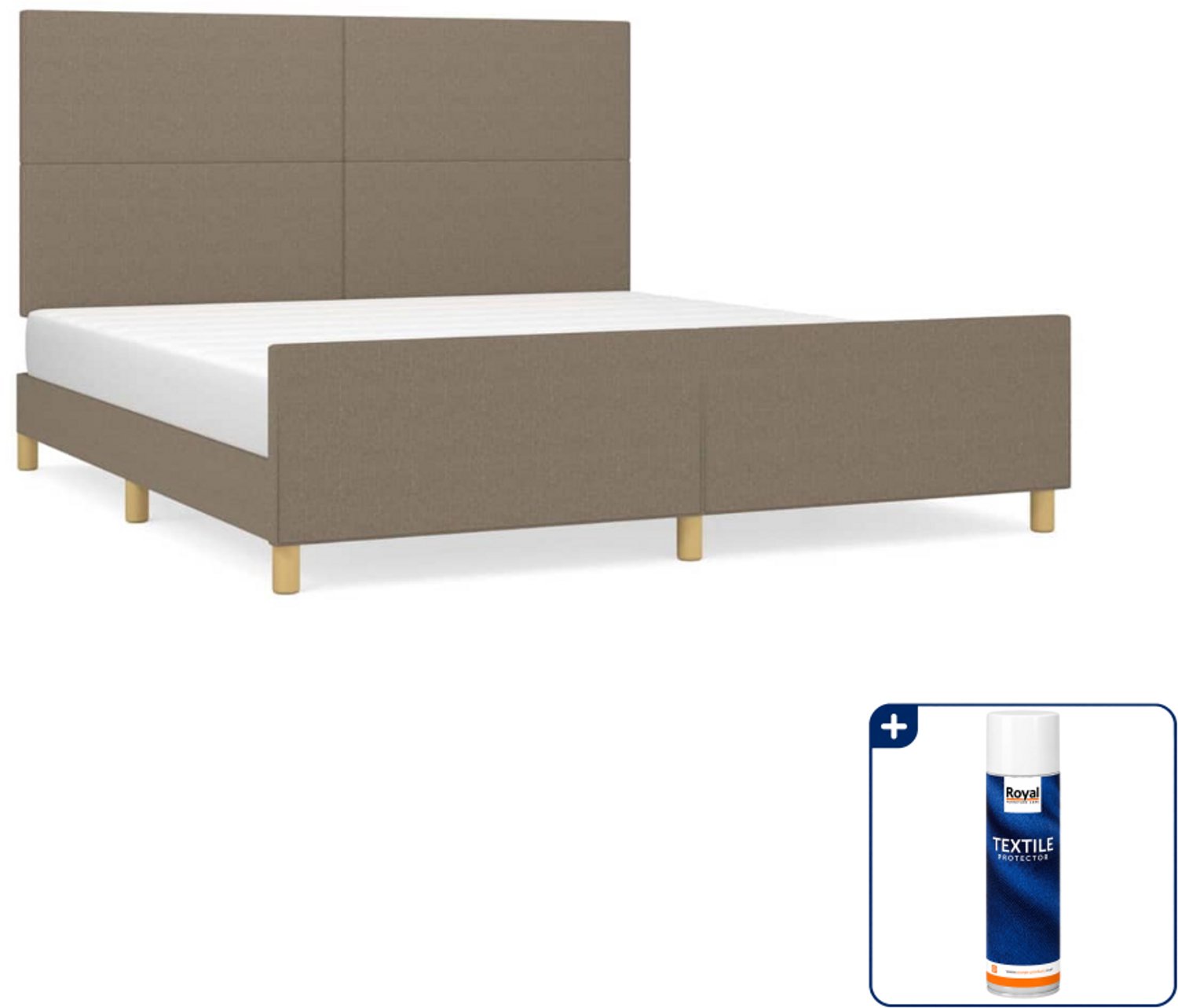 vidaXL Bedframe - Kingsize - 180 x 200 cm - taupe - Inclusief textielbeschermer 500 ml Roze