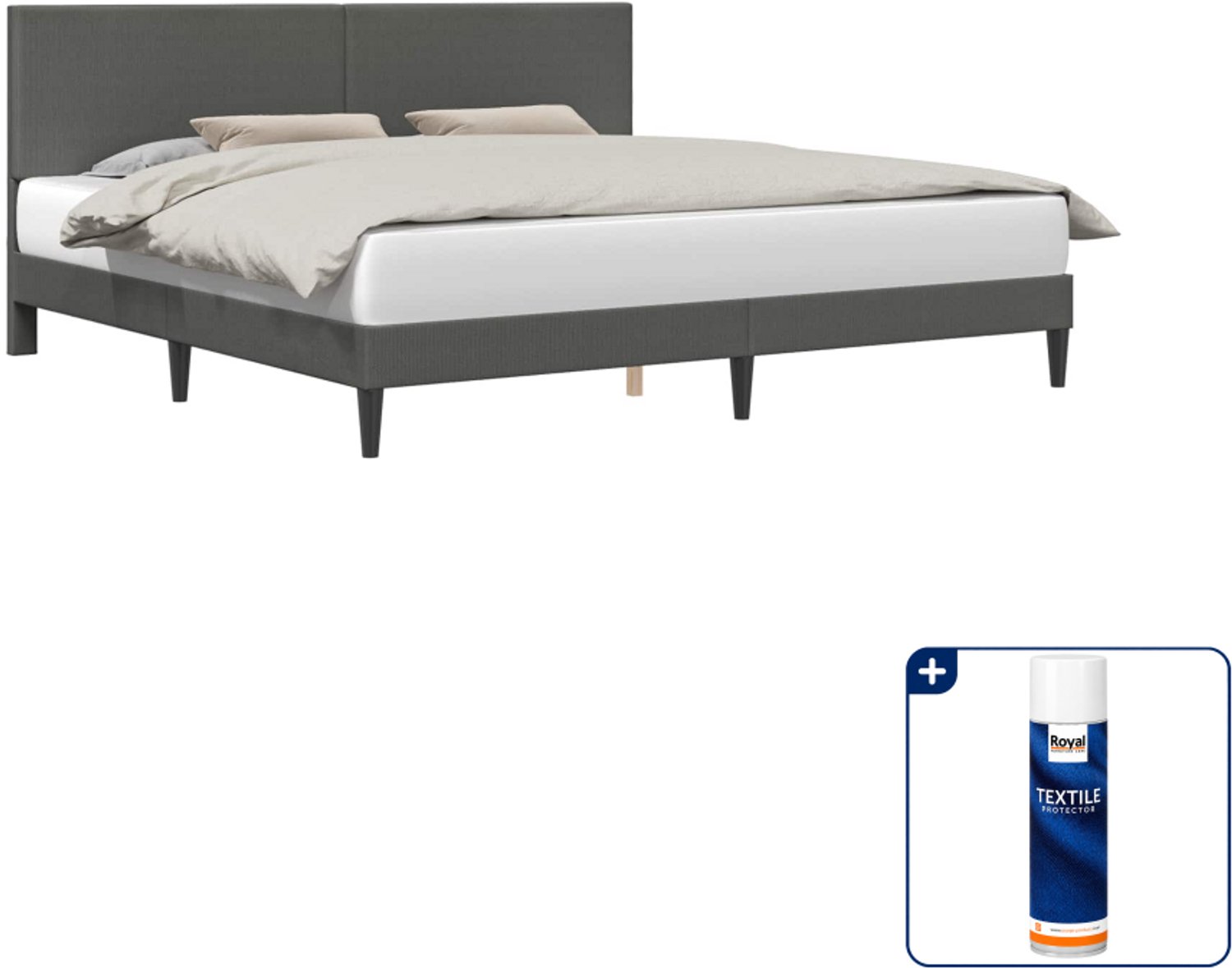 vidaXL Bedframe Kingsize - 180 x 200 cm - donkergrijs - Inclusief textielbeschermer 500 ml Donker Grijn