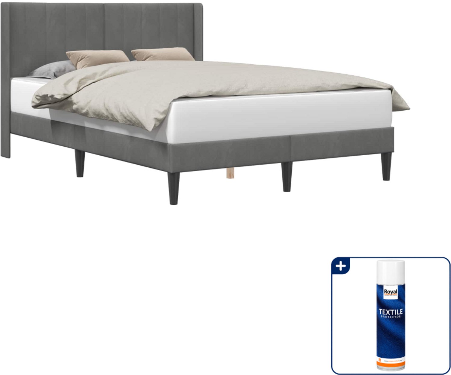 vidaXL Queensize bedframe - 160 x 200 cm - fluweel - donkergrijs - Inclusief textielbeschermer 500 ml