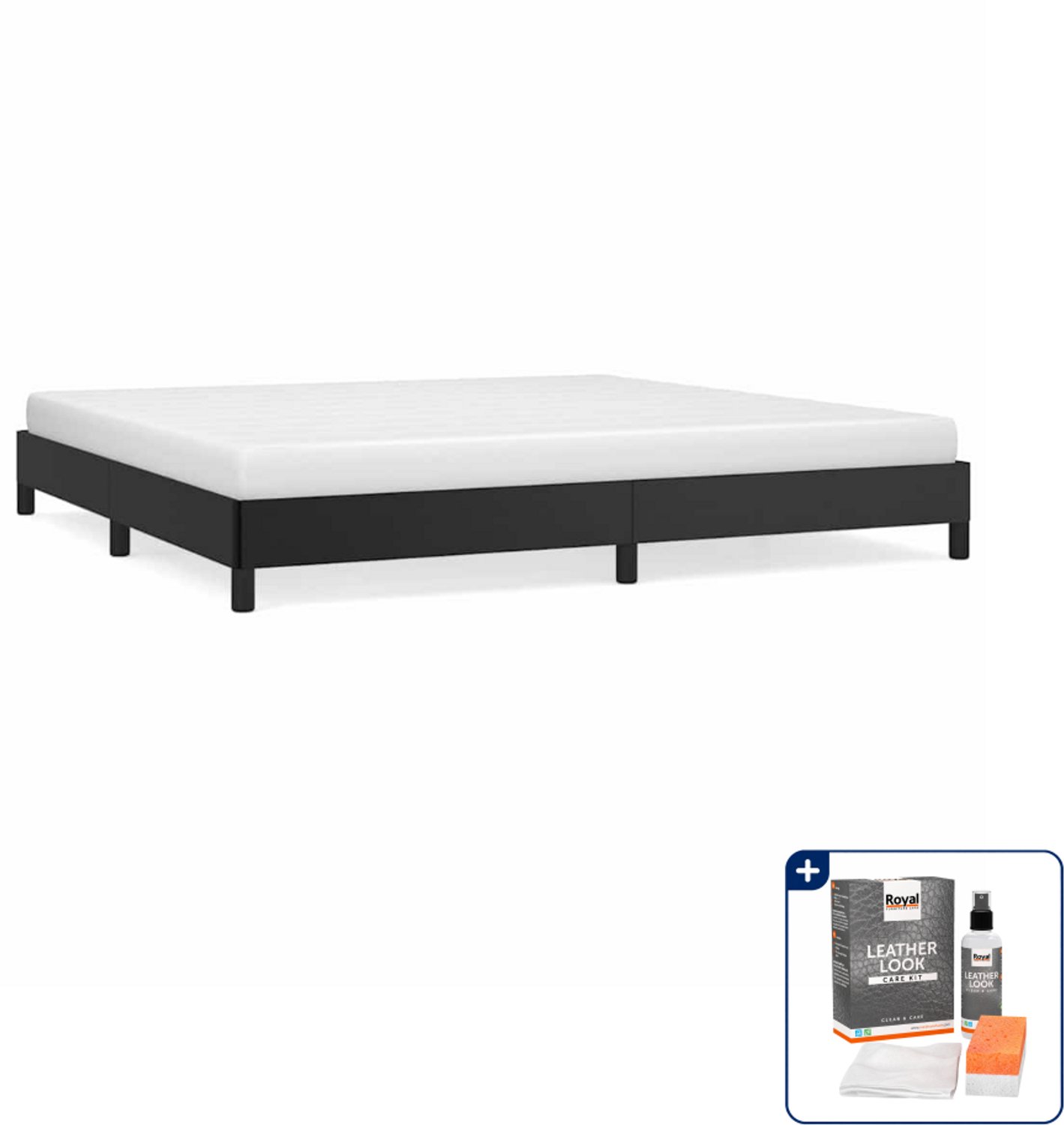 vidaXL bedframe - 200 x 200 cm - kunstleer - zwart - Inclusief onderhoudsset voor kunstleer 150 ml