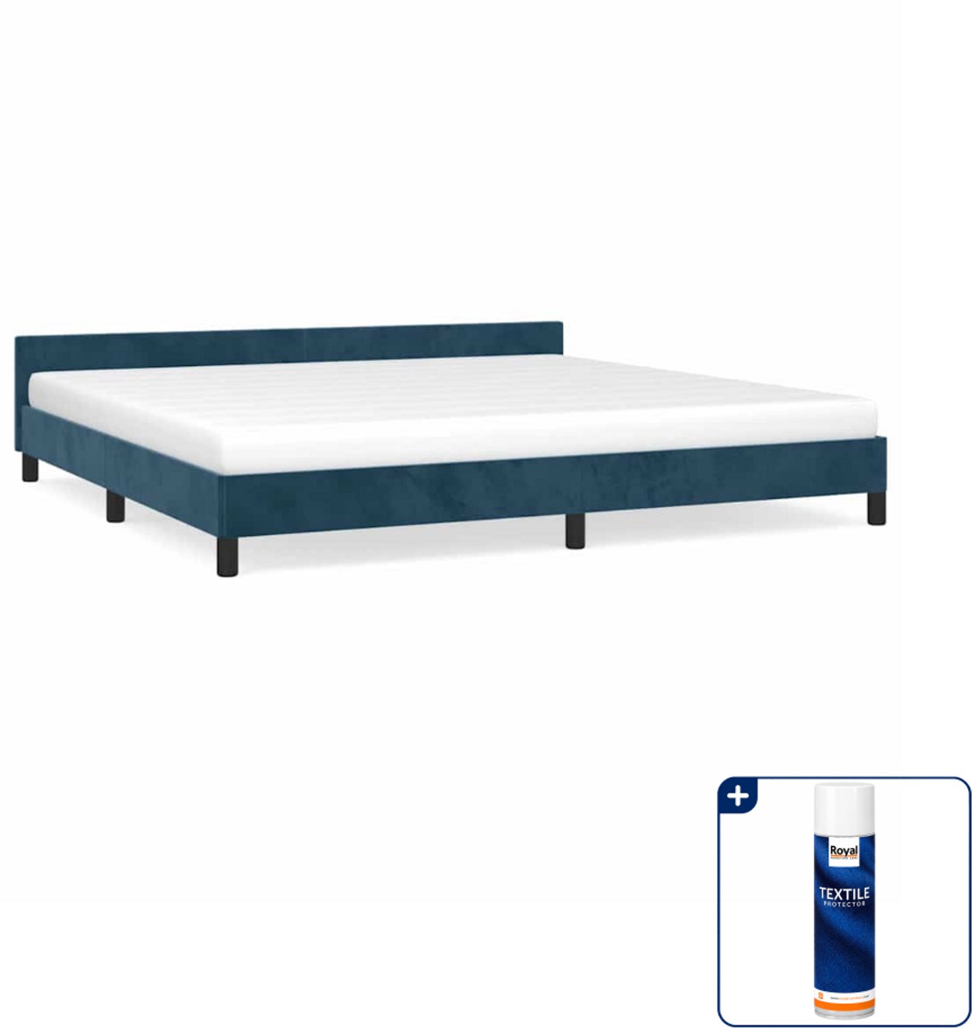 vidaXL Bedframe - 200 x 200 cm - fluweel - donkerblauw - Inclusief textielbeschermer 500 ml