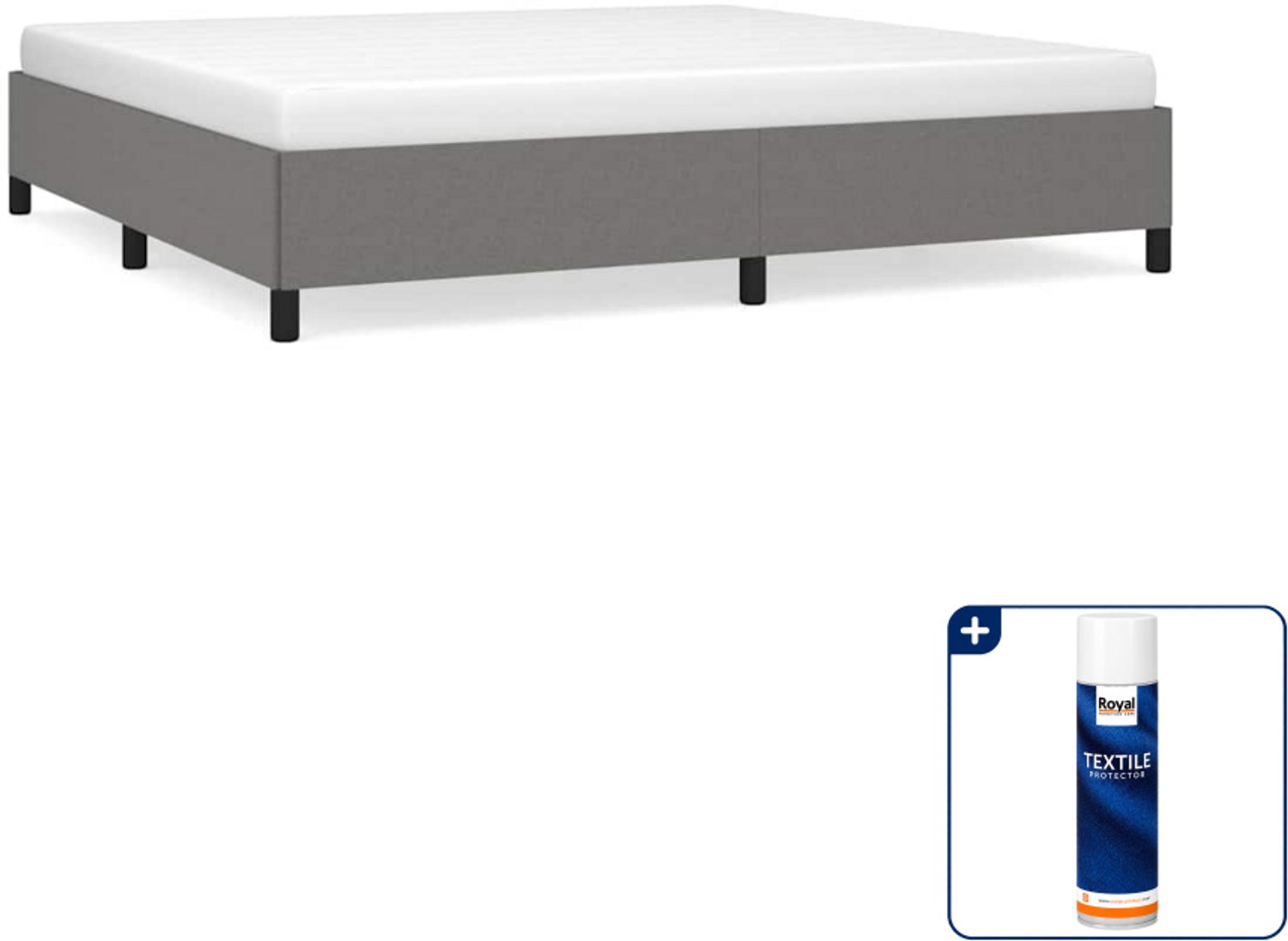 vidaXL bedframe - 200 x 200 cm - donkergrijs - Inclusief textielbeschermer 500 ml