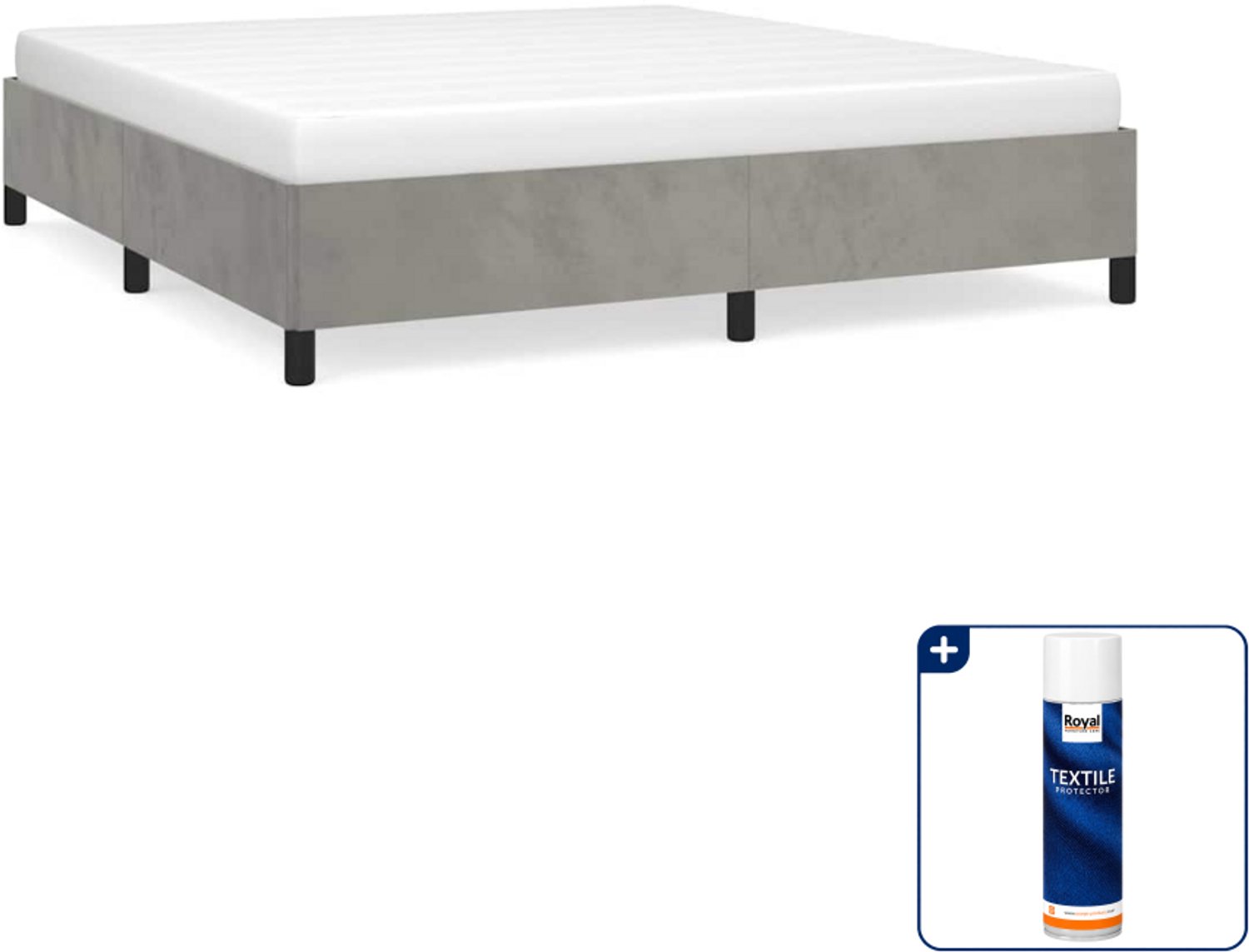 vidaXL bedframe Kingsize 180 x 200 cm - fluweel - lichtgrijs - Inclusief textielbeschermer 500 ml