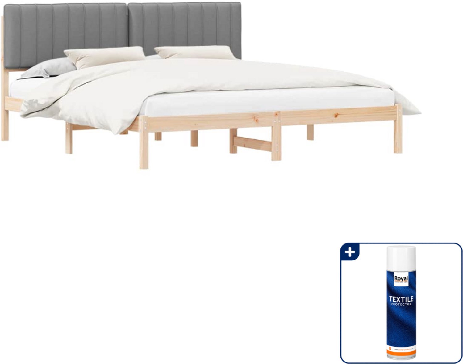 vidaXL bedframe - Kingsize - 180 x 200 cm - lichtgrijs - Inclusief textielbeschermer 500 ml