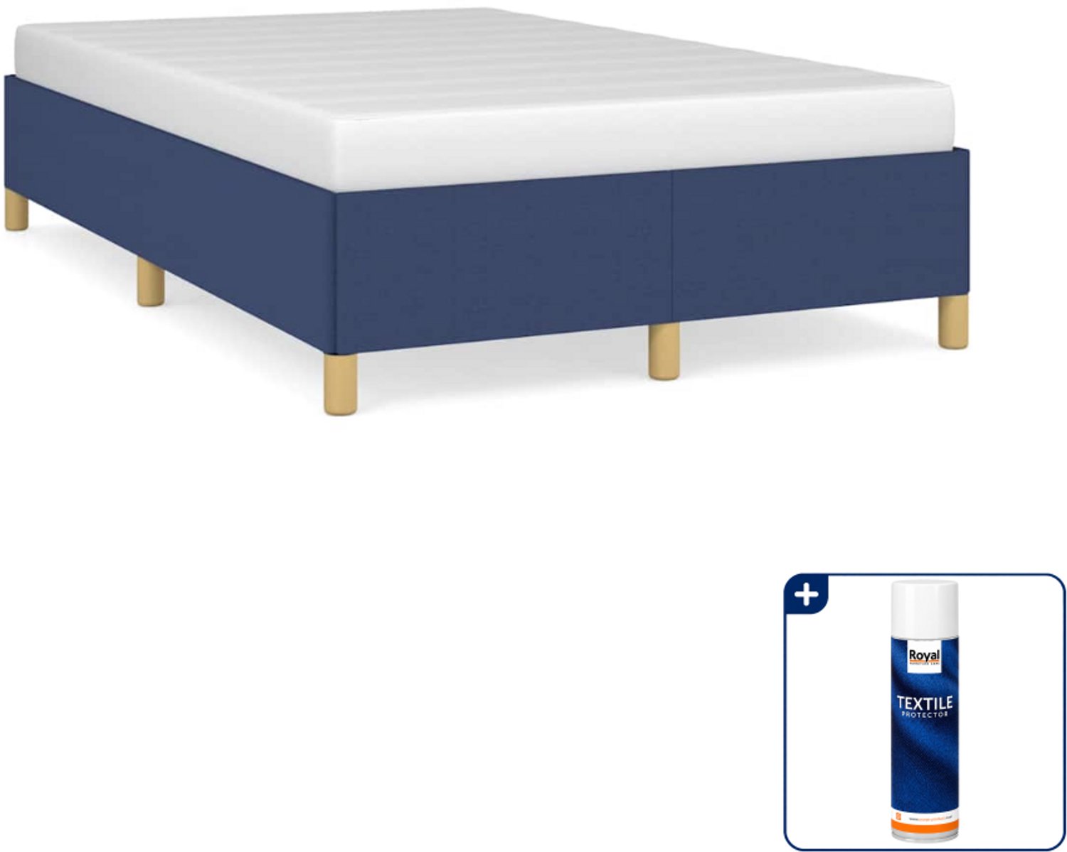 vidaXL bedframe - 120 x 190 cm - stof - blauw - Inclusief textielbeschermer 500 ml