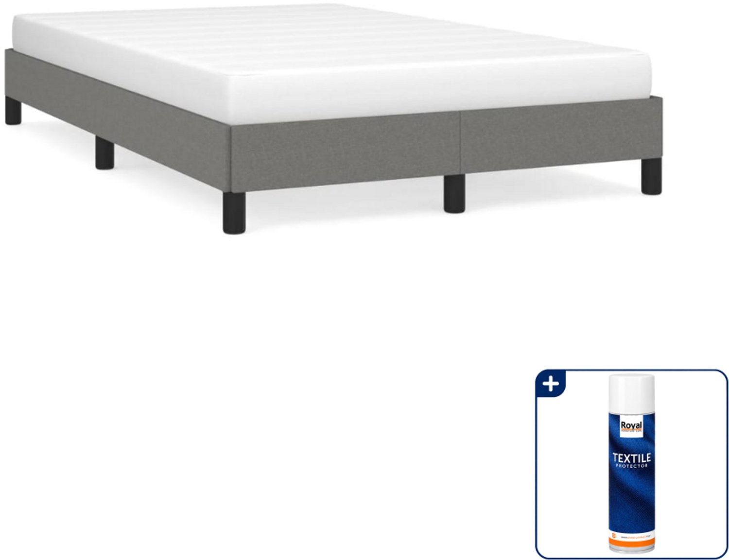 vidaXL bedframe - 120 x 190 cm - stof - donkergrijs - Inclusief textielbeschermer 500 ml