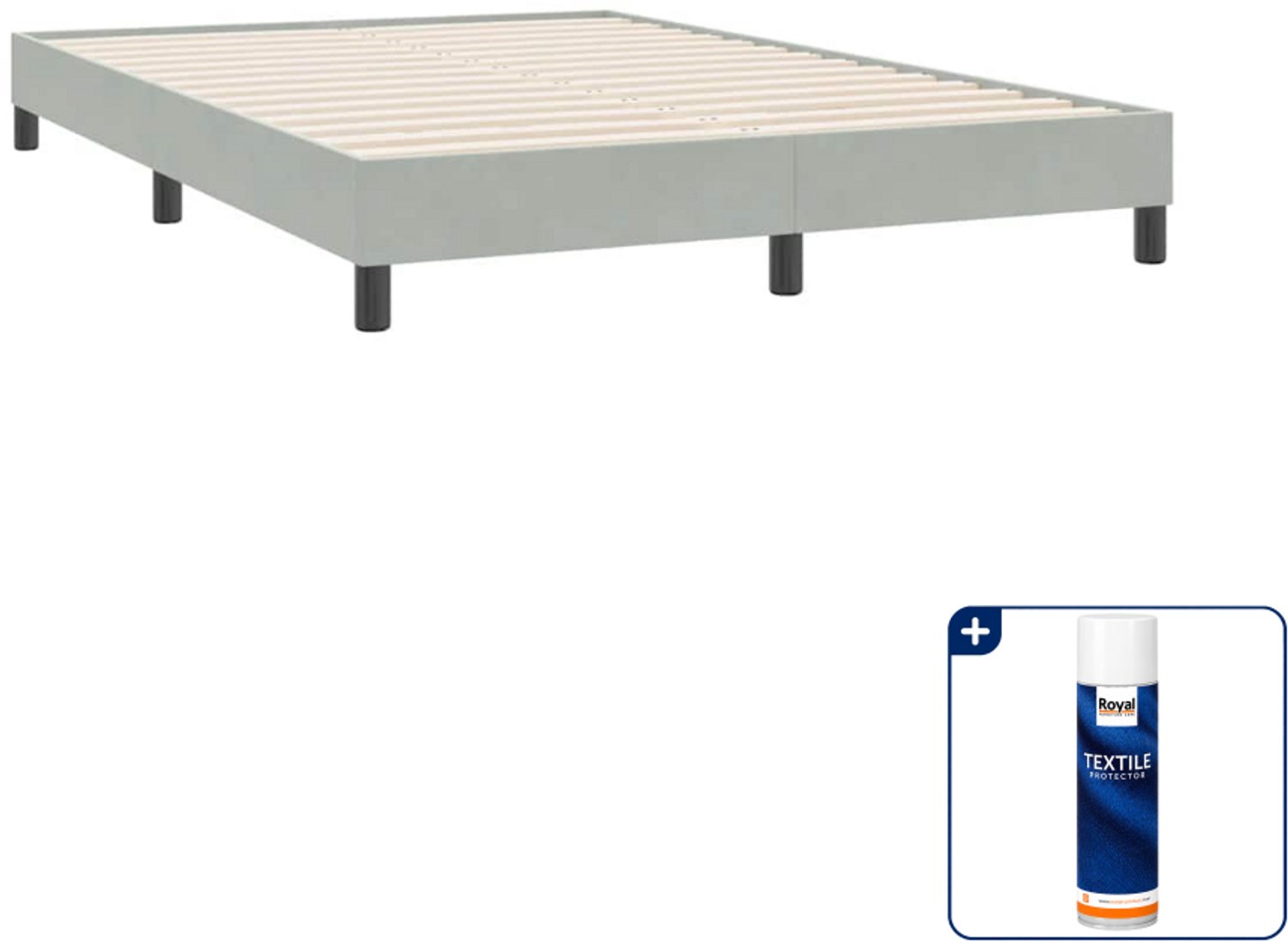 vidaXL Bedframe Queensize - 160 x 220 cm - fluweel - lichtgrijs - Inclusief textielbeschermer 500 ml