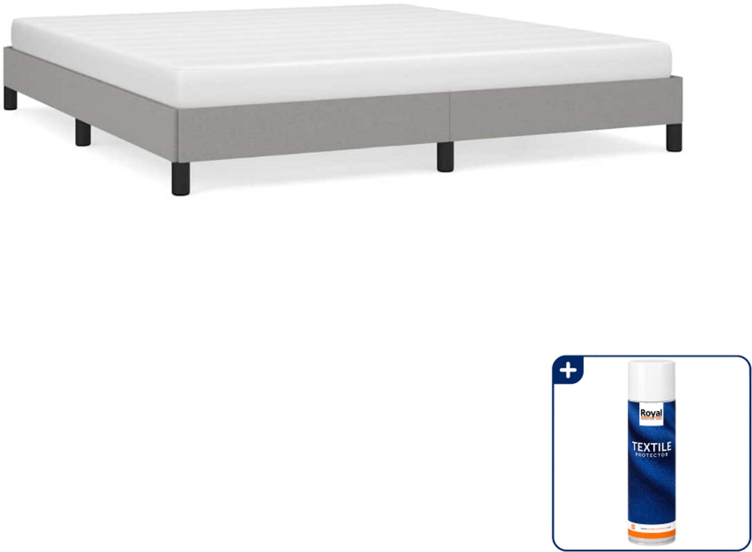 vidaXL Bedframe - Kingsize - 180 x 200 cm - stof - lichtgrijs - Inclusief textielbeschermer 500 ml