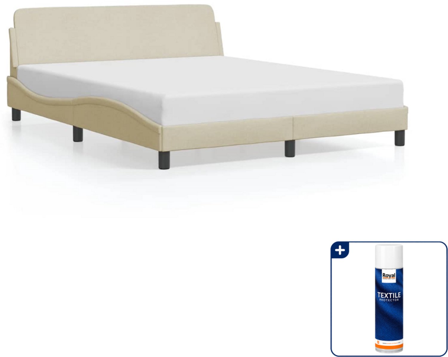 vidaXL Dover bedframe - Queensize - 160 x 200 cm - crème - Inclusief textielbeschermer 500 ml
