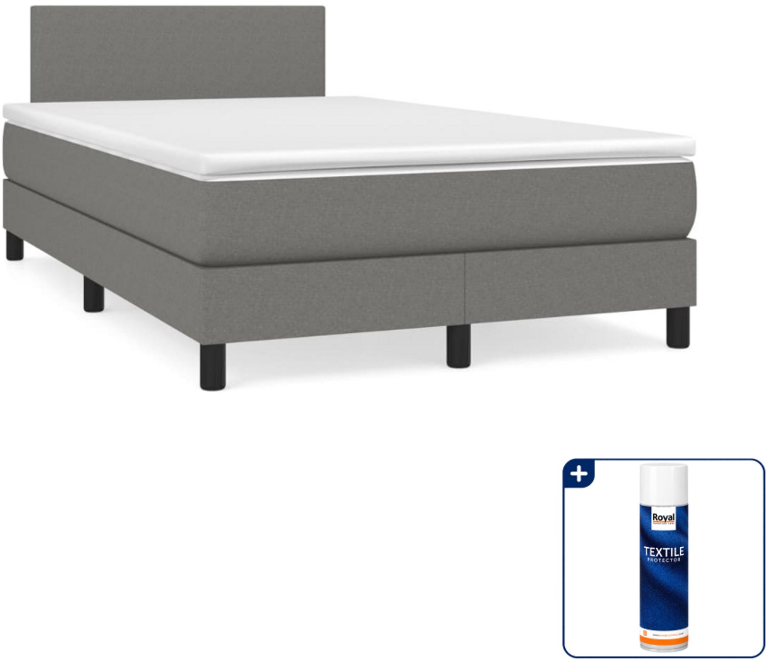 vidaXL boxspring met matras - 120 x 200 cm - donkergrijs - Inclusief textielbeschermer 500 ml