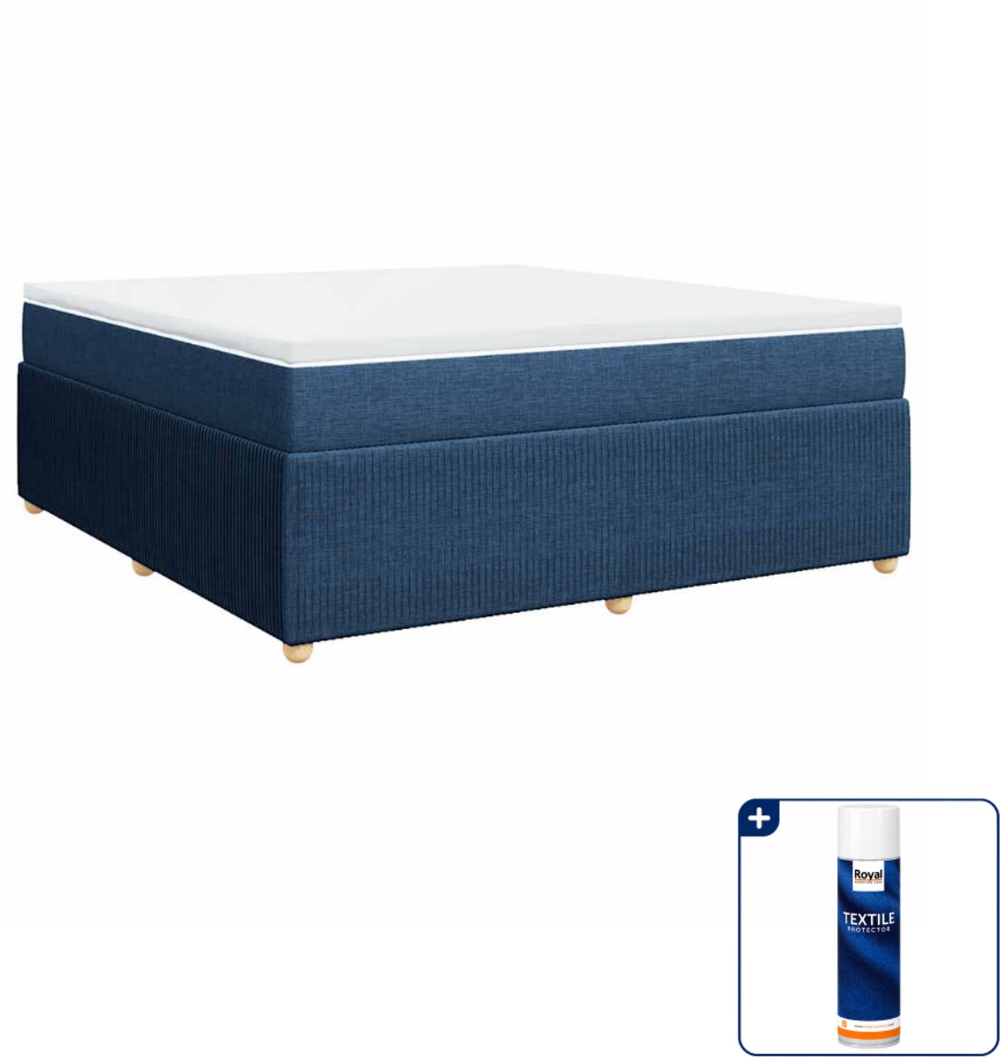 vidaXL boxspring Kingsize - 180 x 200 cm - blauw - Inclusief textielbeschermer 500 ml