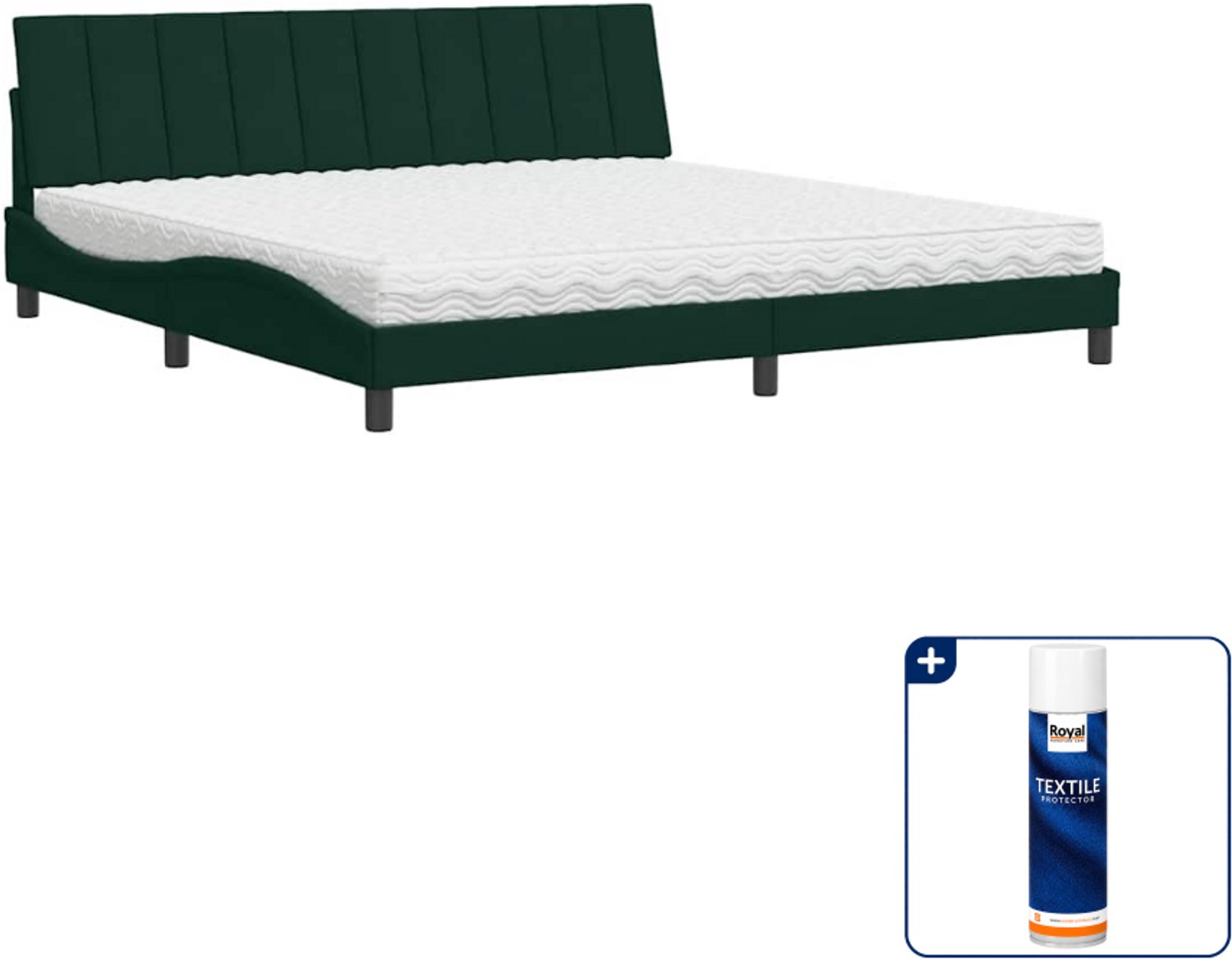 vidaXL Hanko bed met matras - Super kingsize - 200x200 cm - groen - Inclusief textielbeschermer 500 ml