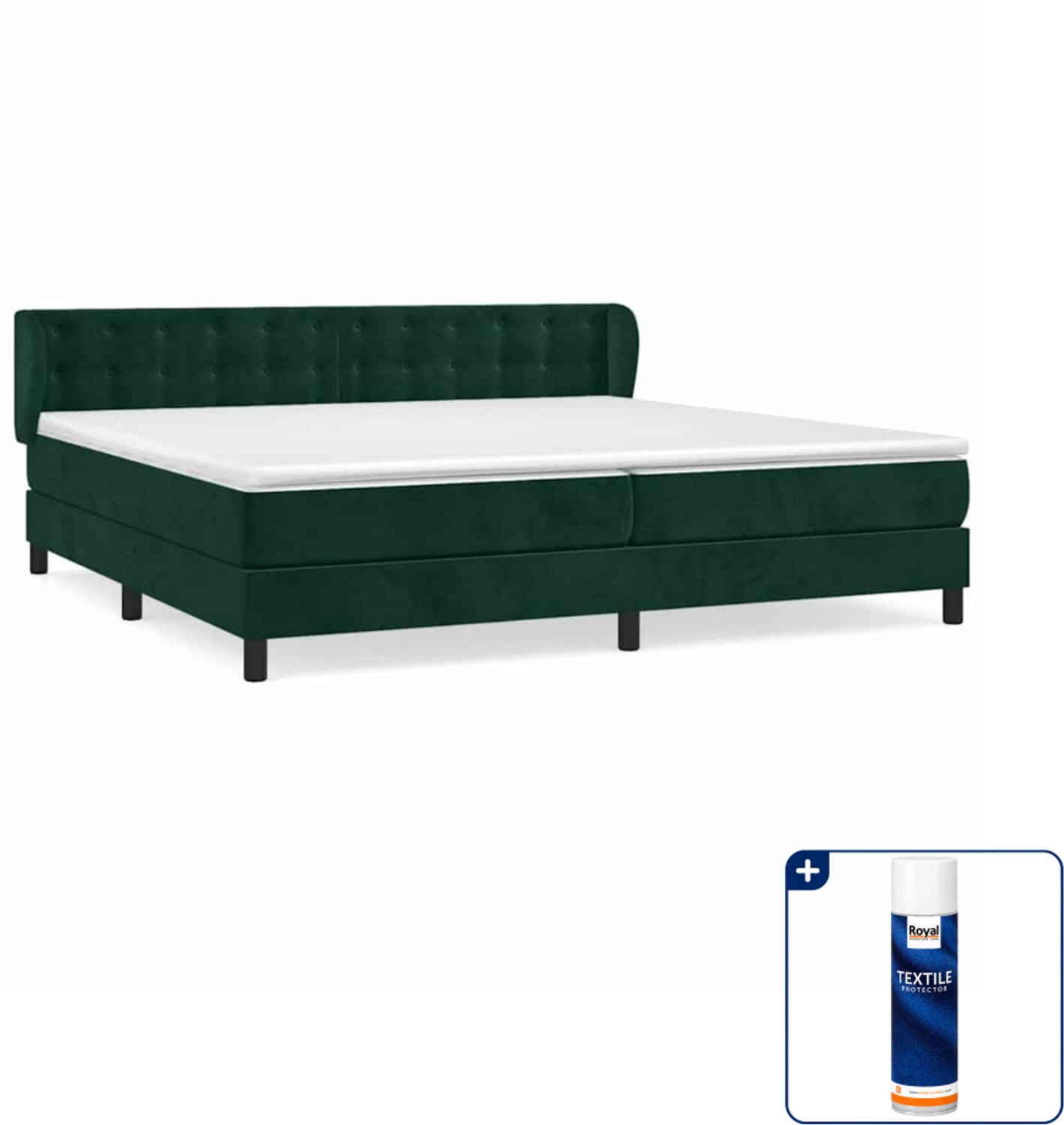vidaXL boxspring - Super kingsize - 200 x 200 cm - fluweel - donkergroen - Inclusief textielbeschermer 500 ml