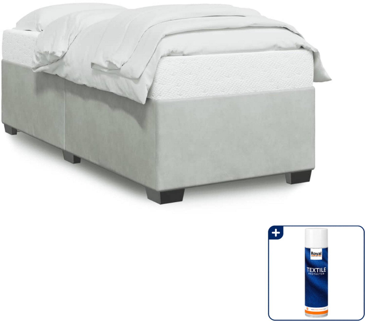 vidaXL bedframe - 80 x 200 cm - fluweel - lichtgrijs - Inclusief textielbeschermer 500 ml