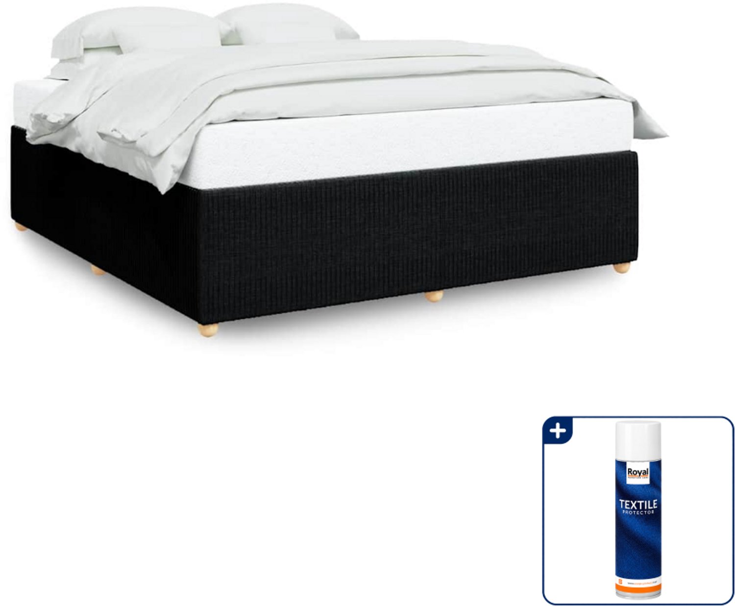 vidaXL Kingsize bedframe - 180 x 200 cm - zwart - Inclusief textielbeschermer 500 ml