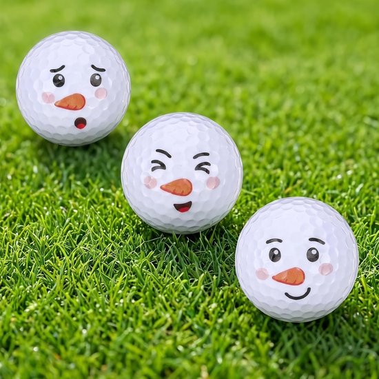 Kerst Golfballen Set van 3 met Sneeuwman Motief voor Golfliefhebbers en Golfers — afbeelding 3