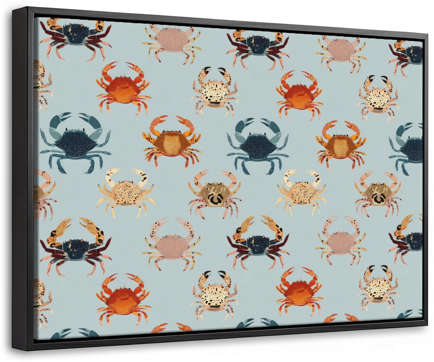 Canvas Schilderij met Baklijst 30x20cm - Krabben - Speels - Kleurrijk - Muurdecoratie woonkamer - Slaapkamer decoratie - Kamer accessoires - Schilderijen op canvas met lijst