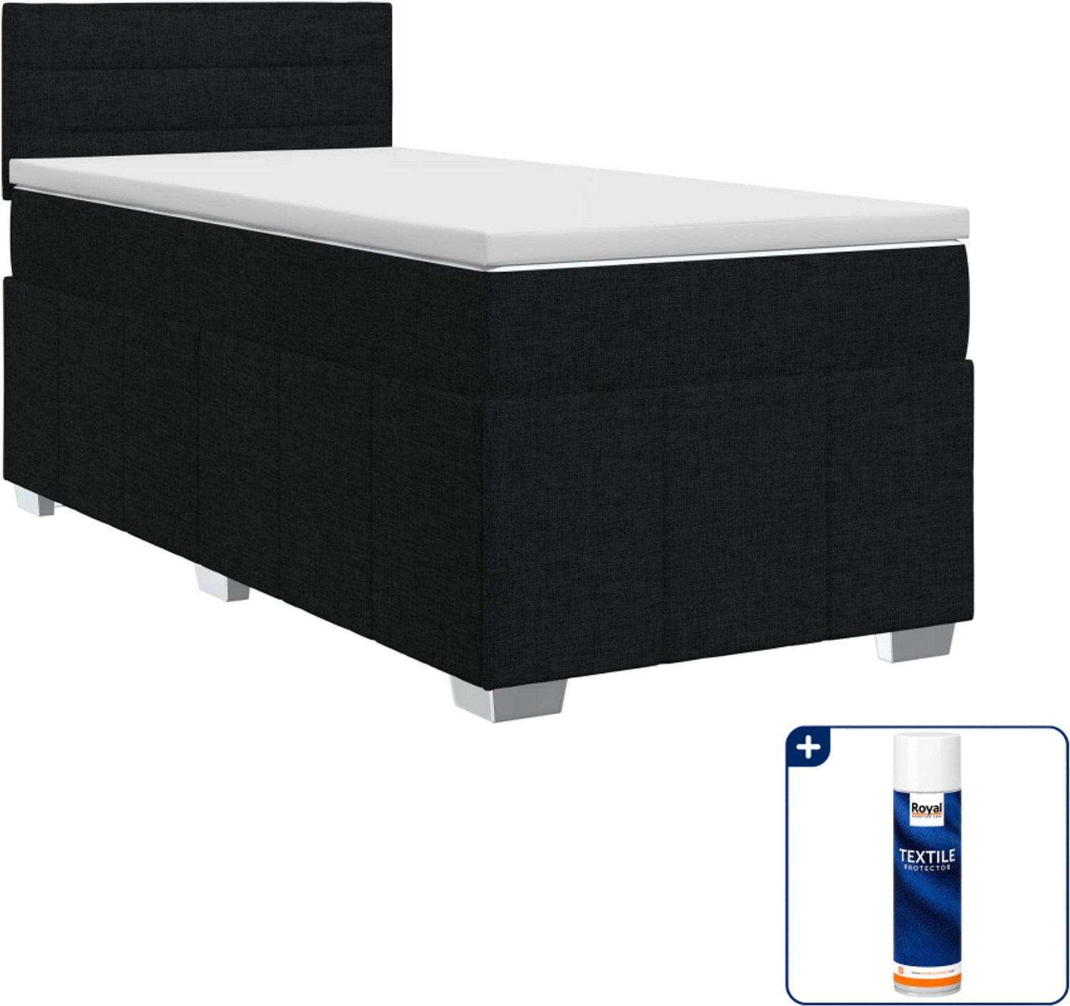 vidaXL boxspringbed - 90 x 190 cm - zwart - Inclusief textielbeschermer 500 ml