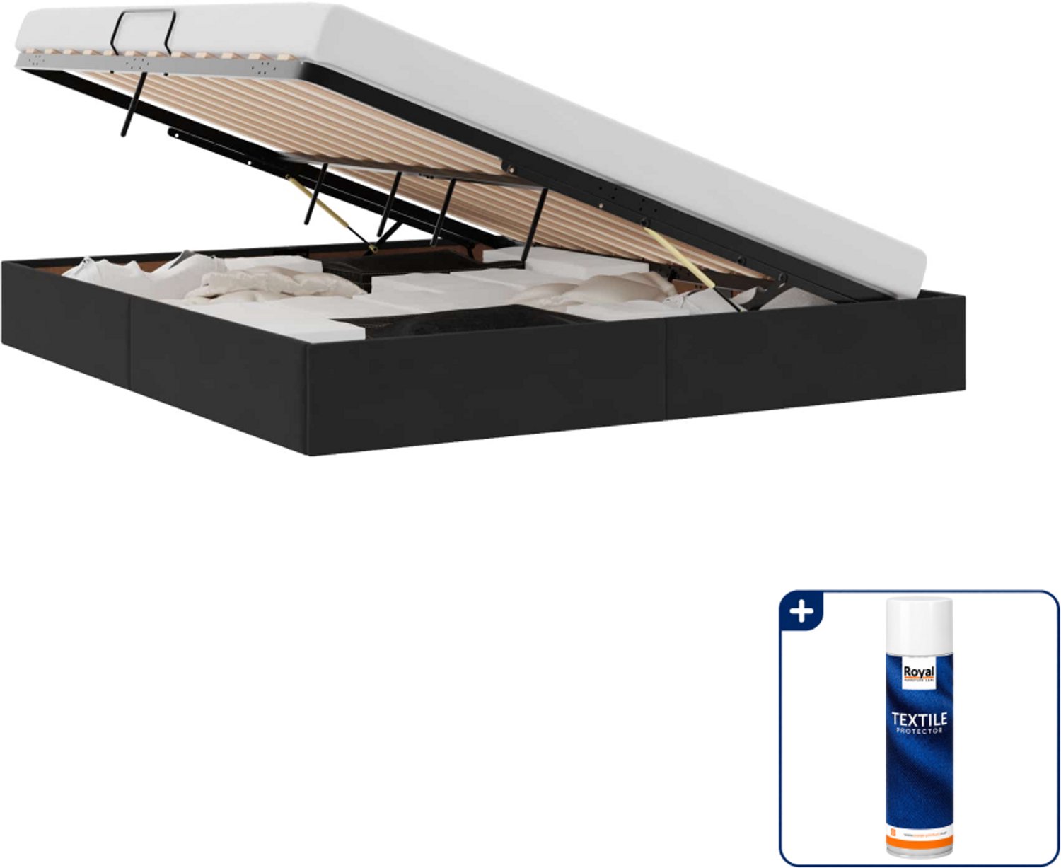 vidaXL Kingsize bedframe - 180 x 200 cm - fluweel - zwart - Inclusief textielbeschermer 500 ml