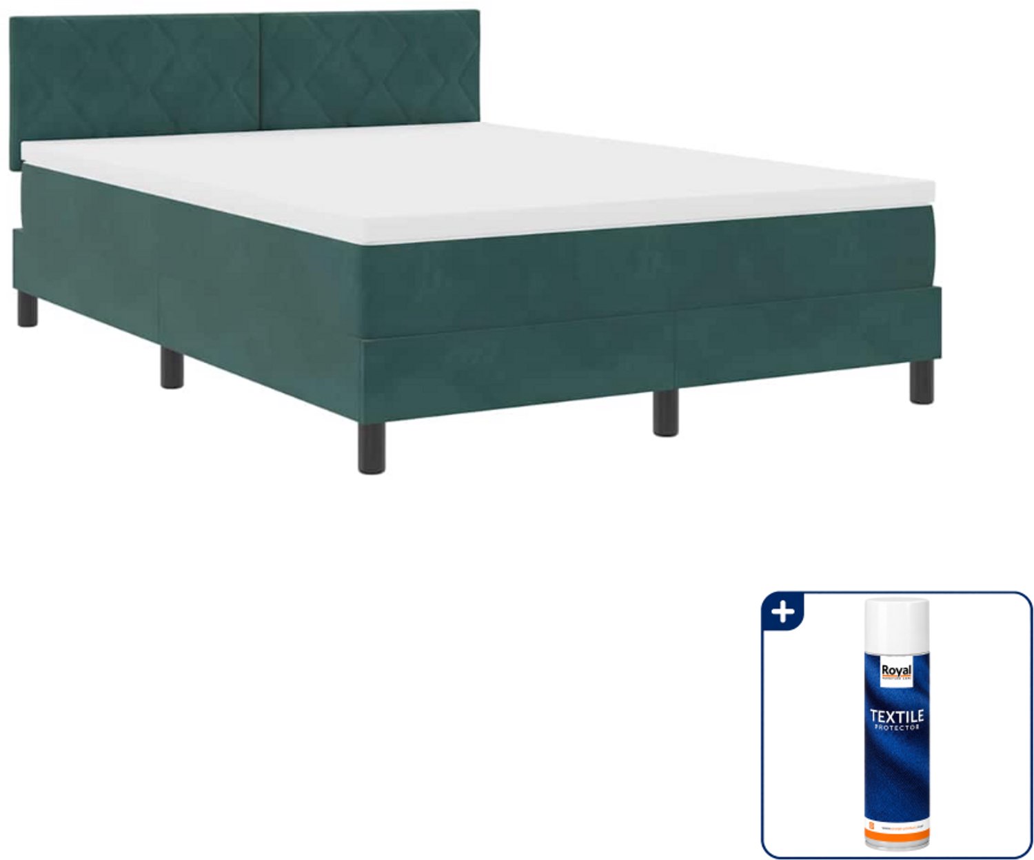 vidaXL Queensize boxspring met matras - 160 x 200 cm - donkergroen - Inclusief textielbeschermer 500 ml