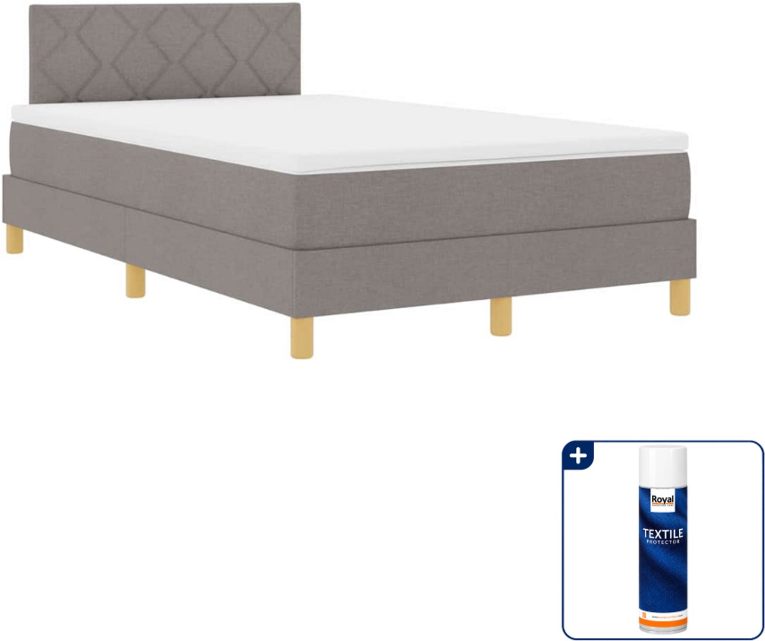 vidaXL boxspring 120 x 200 cm - taupe - Inclusief textielbeschermer 500 ml