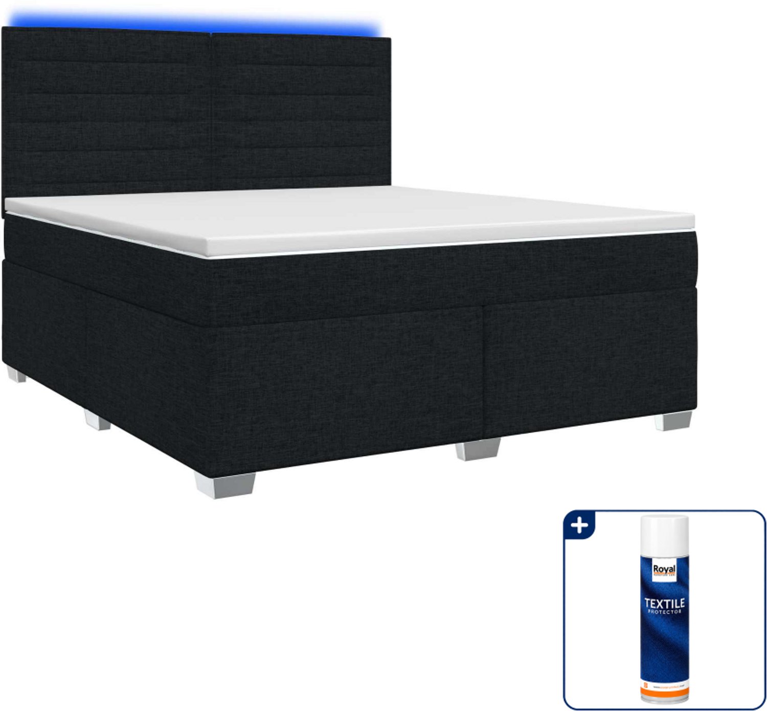 vidaXL boxspringbed - Small double - 140 x 200 cm - zwart - Inclusief textielbeschermer 500 ml