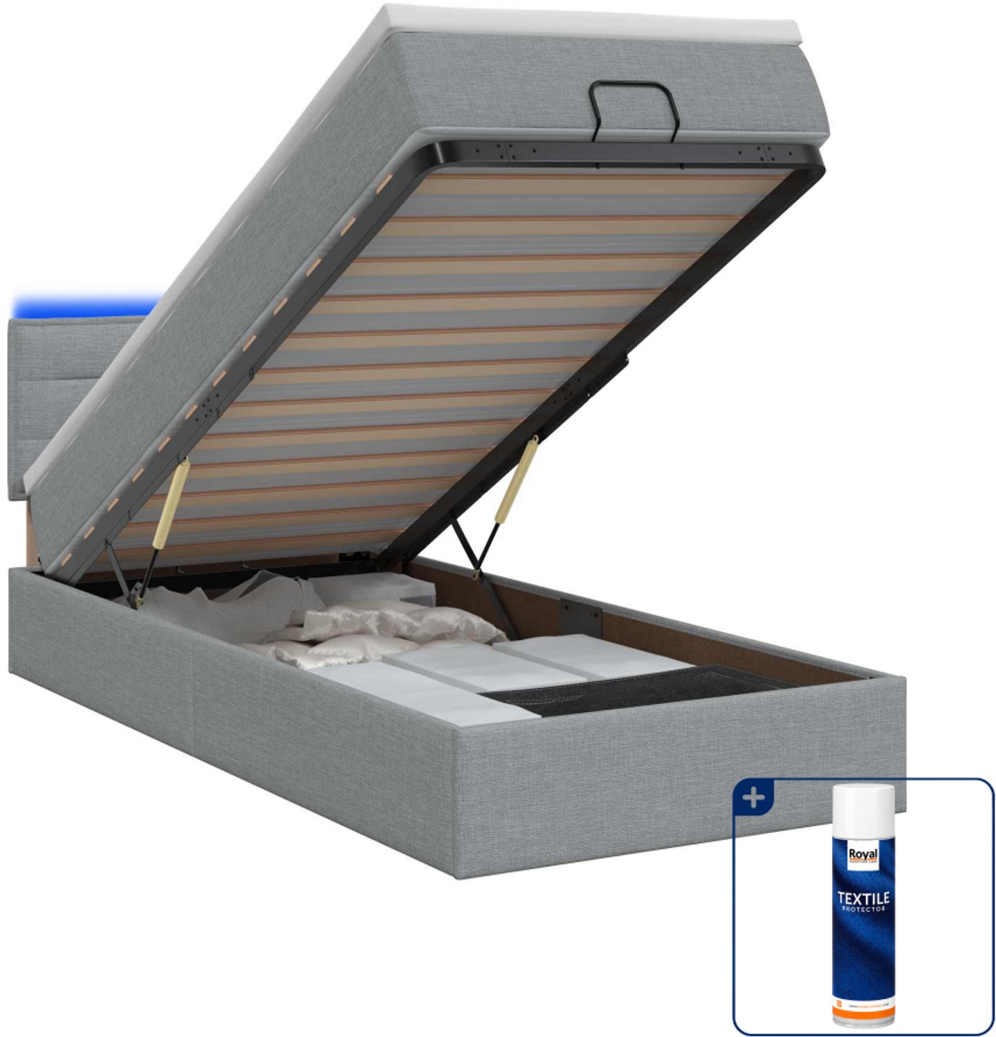 vidaXL ottoman bed - 90 x 190 cm - stof - lichtgrijs - Inclusief textielbeschermer 500 ml