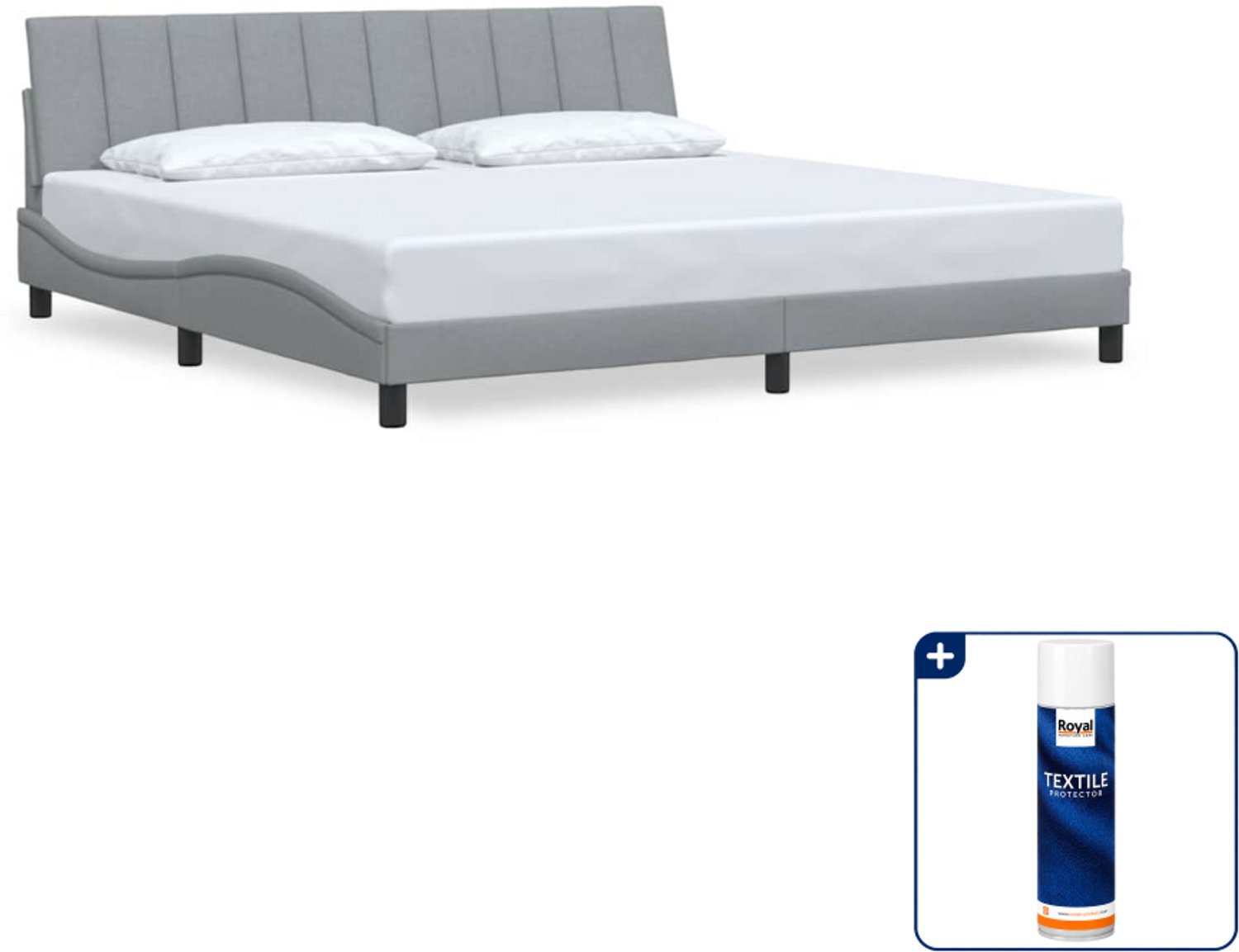 vidaXL bedframe Hanko - 200 x 200 cm - stof - lichtgrijs - Inclusief textielbeschermer 500 ml Zwart