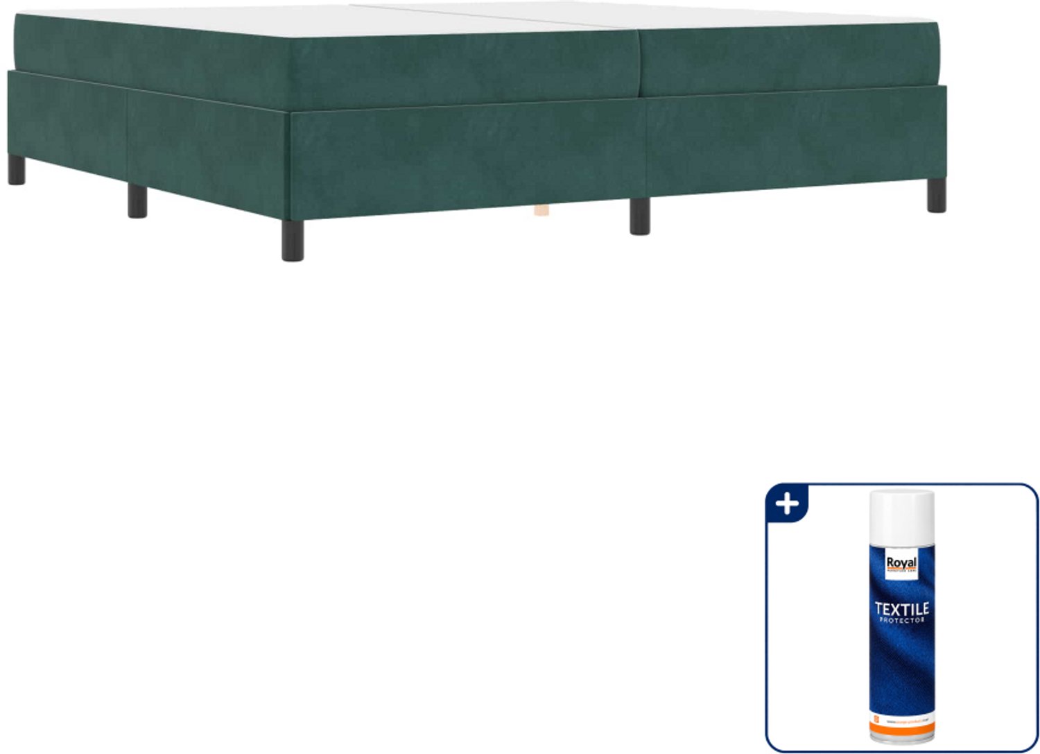 vidaXL Bedframe - Super kingsize - 200 x 200 cm - donkergroen - Inclusief textielbeschermer 500 ml Grijs