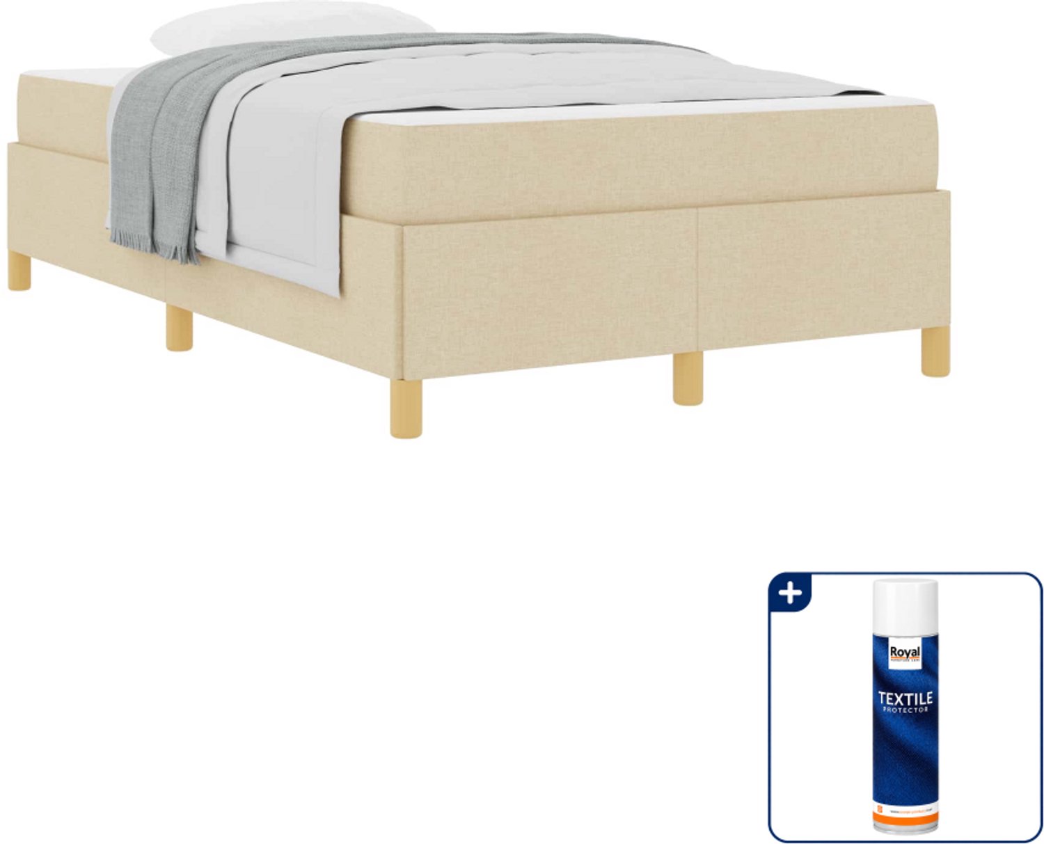 vidaXL bedframe - 120 x 190 cm - crème - Inclusief textielbeschermer 500 ml Taupe