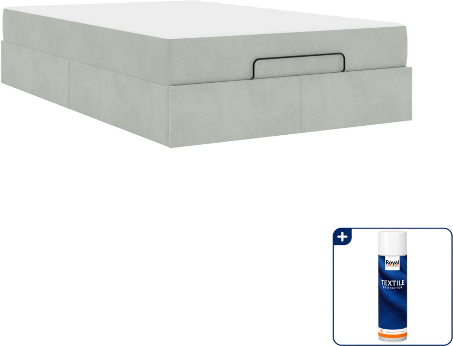 vidaXL bedframe met matras - 120 x 200 cm - fluweel - lichtgrijs - Inclusief textielbeschermer 500 ml